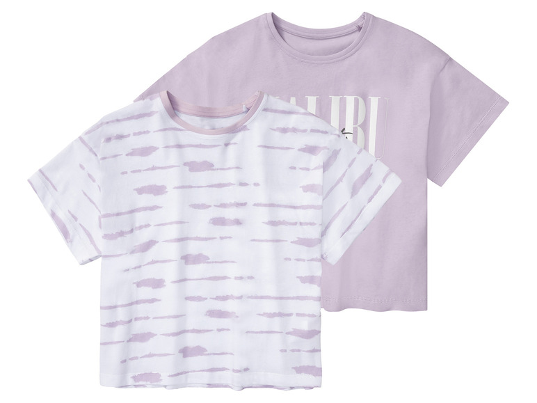 pepperts! Kinderen meisjes T-shirts, 2 stuks, zuiv (158/164, Lila/Wit)