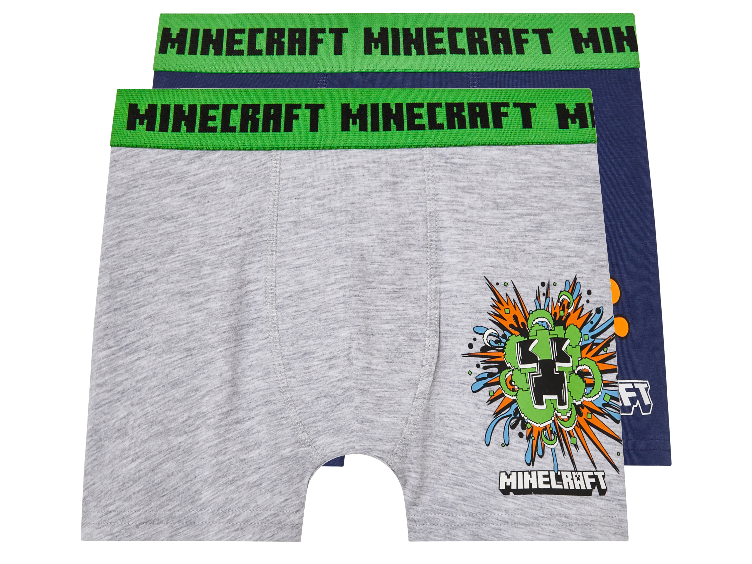 2 kinder boxershorts Minecraft (146/152, Grijs/blauw)