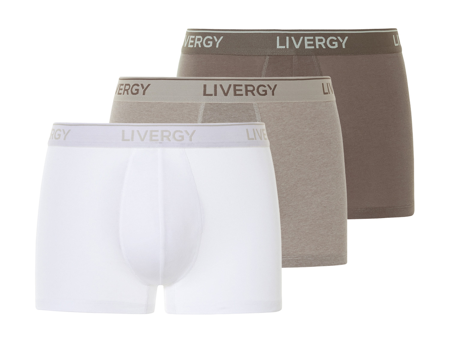 LIVERGY 3 heren boxers (L, Beige/wit)