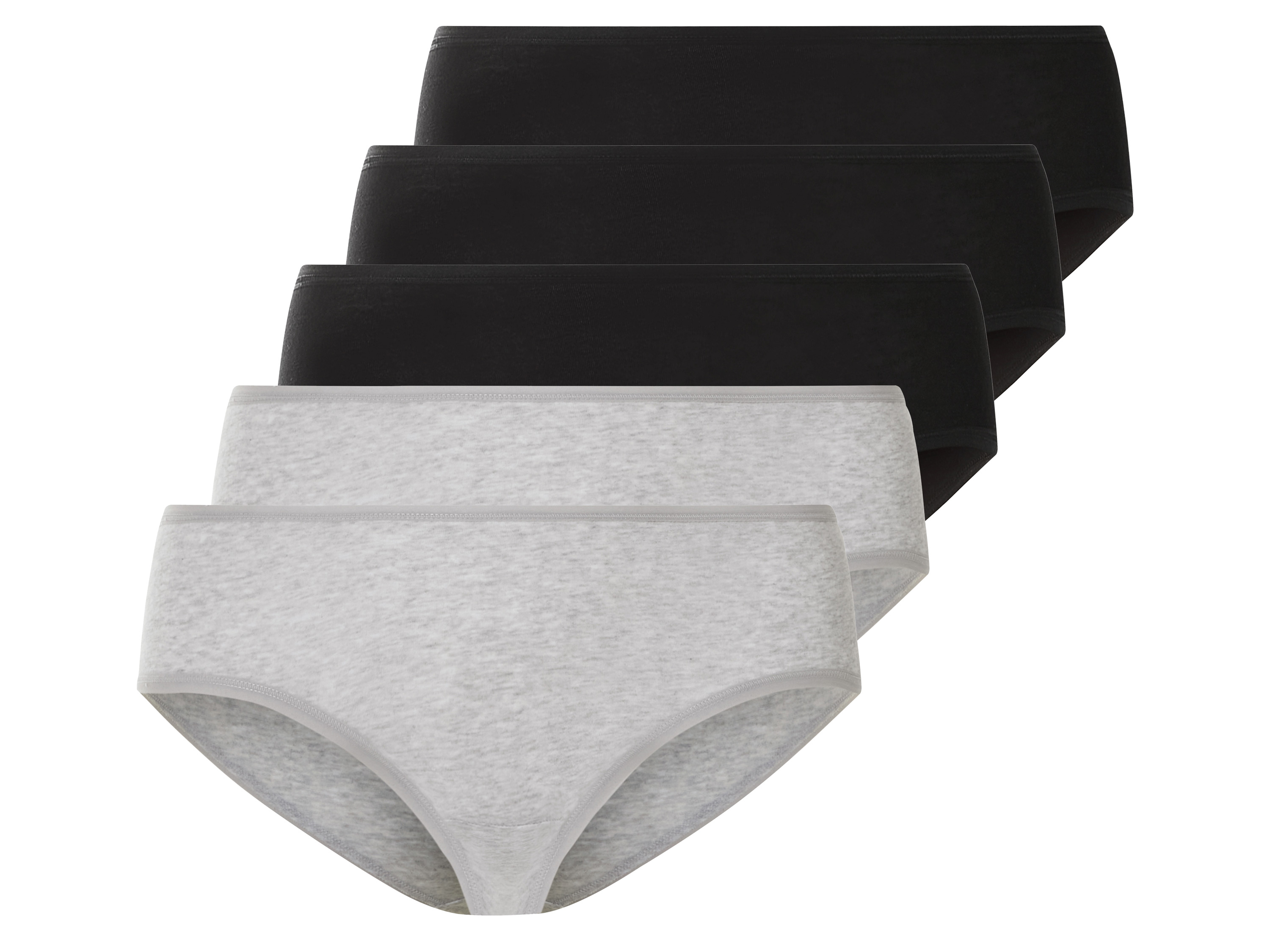 esmara Dames slips 5-pack (XXL (52-54), Zwart/grijs)