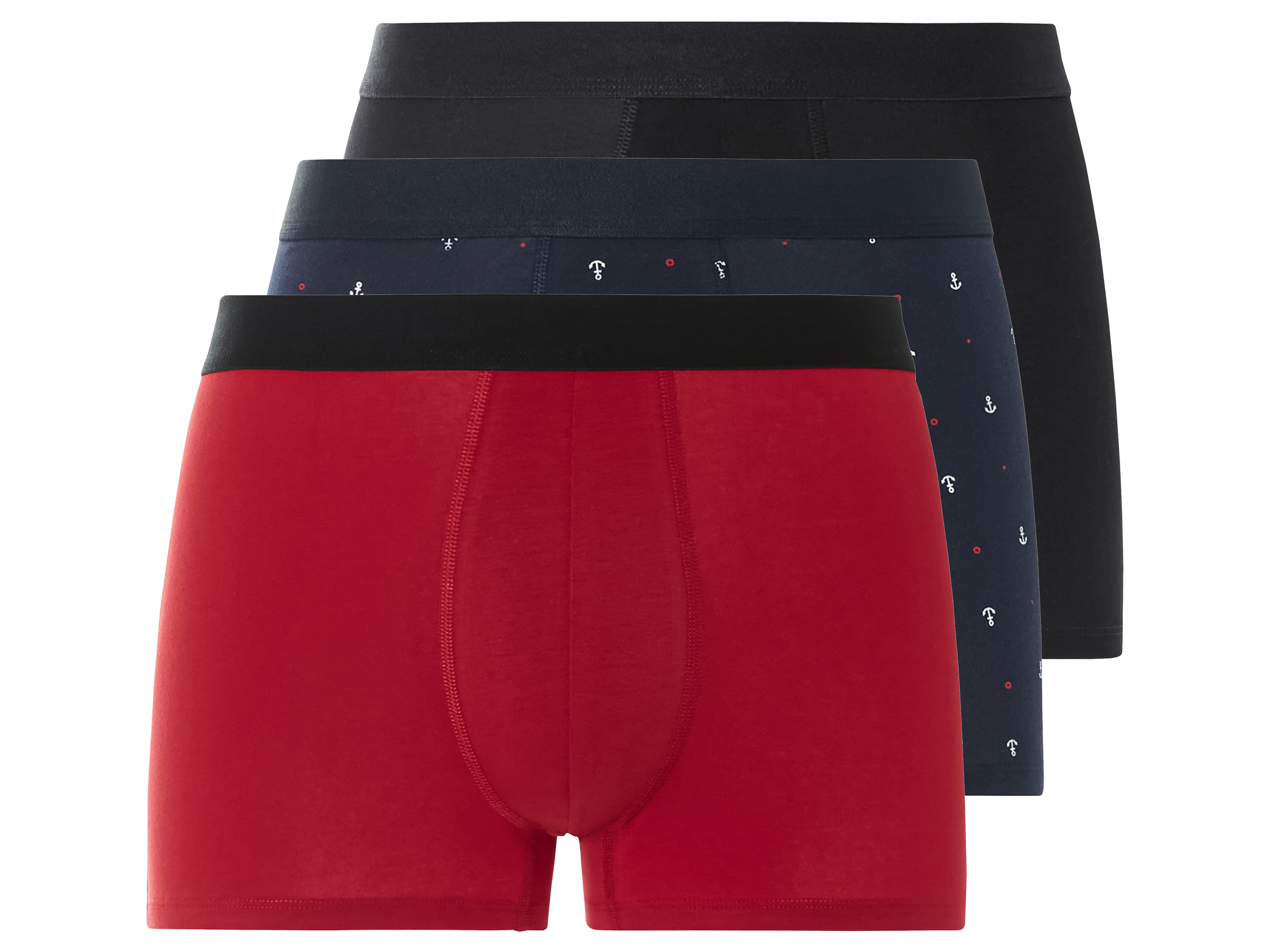 LIVERGY 3 heren boxers (Zwart/donkerblauw/rood, 4/S)