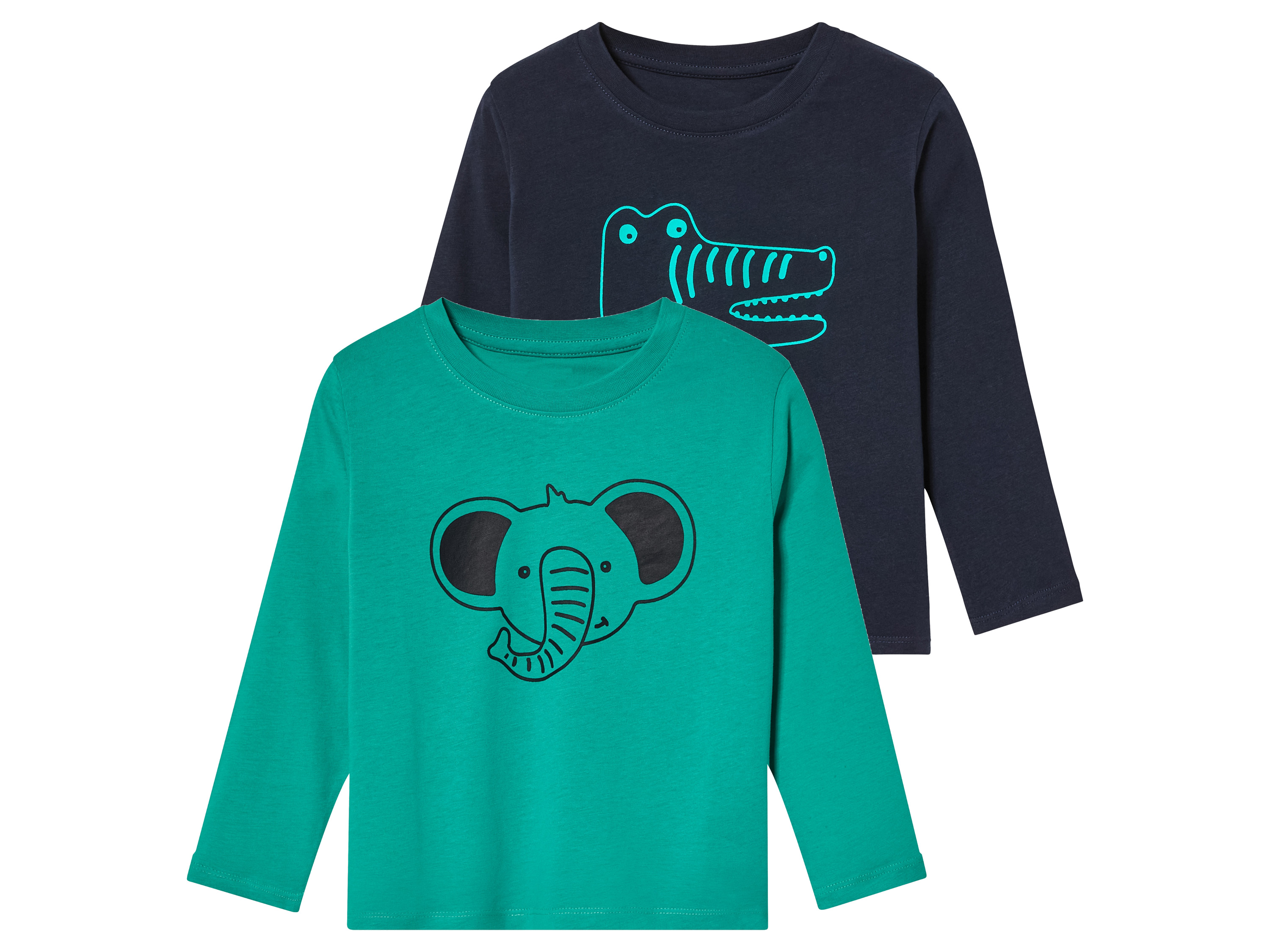 lupilu 2 kinder shirts (Donkerblauw/groen, 98/104)