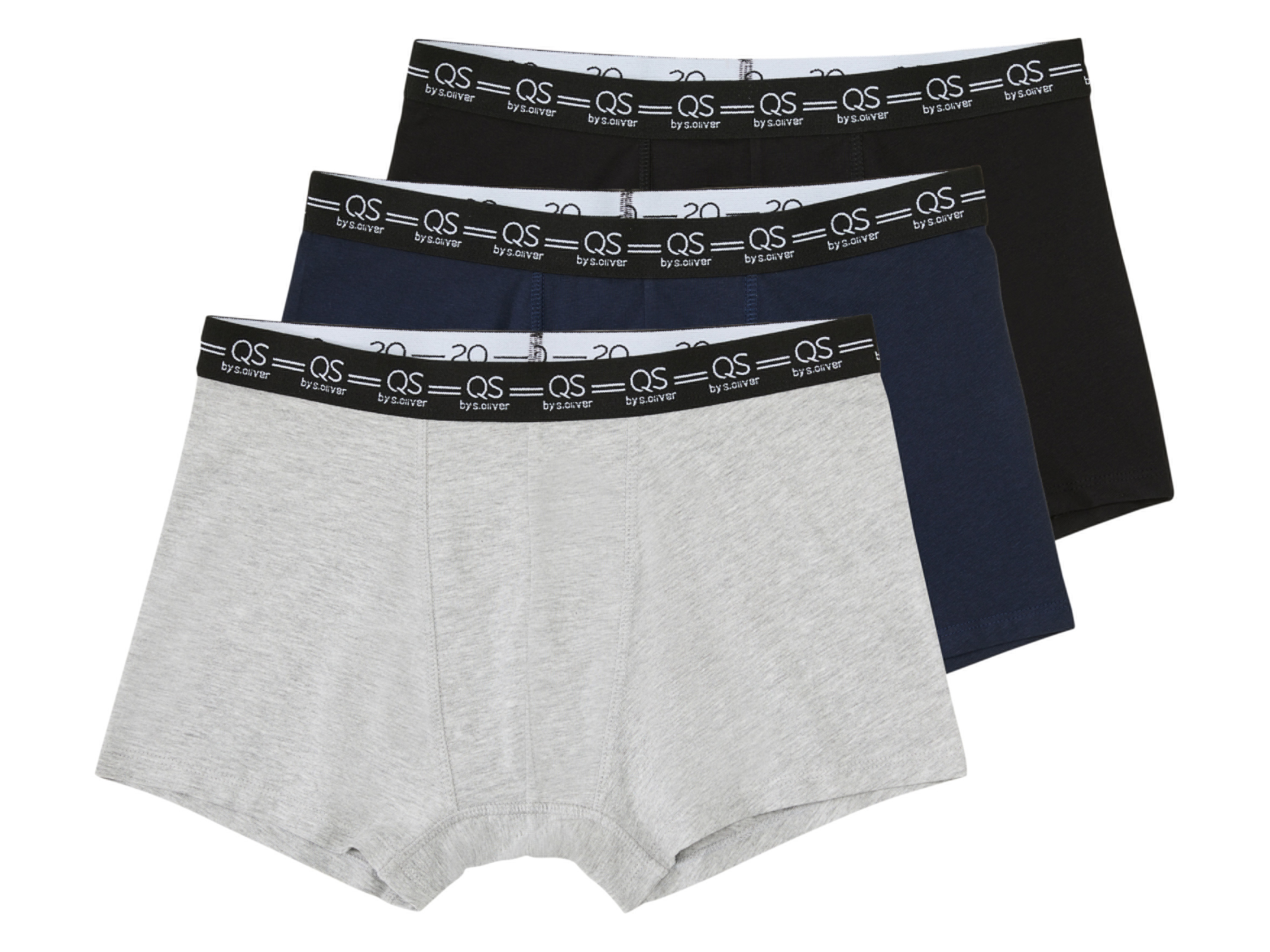 QS by s.Oliver 3 heren boxershorts (Zwart/grijs/blauw, S)