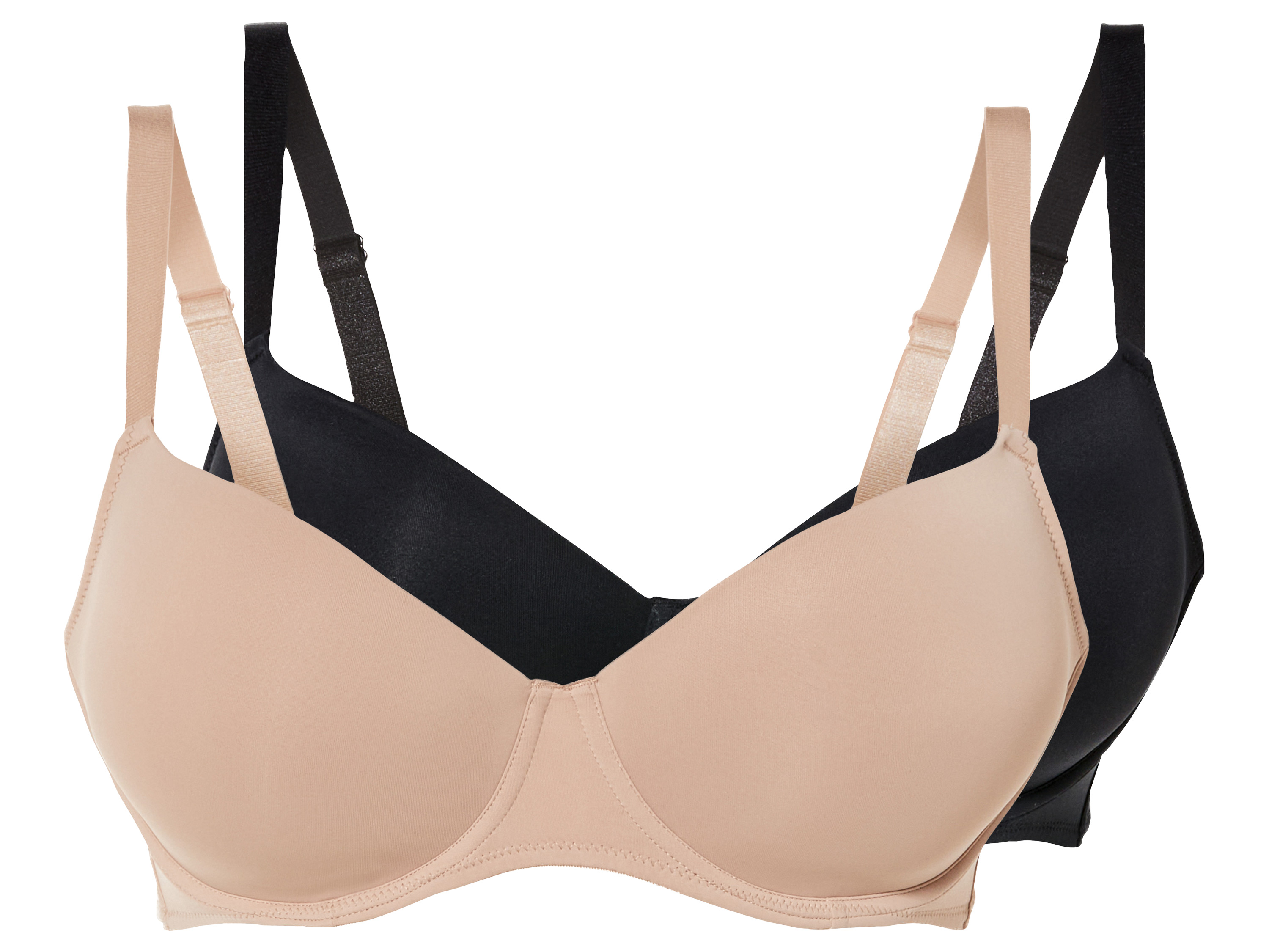 esmara 2 dames beugel-bh (90C, Zwart/beige)