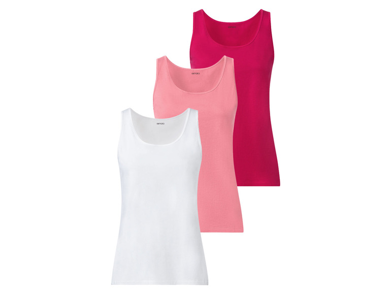 esmara 3 dames hemden (L (44/46), Wit/rood/roze)