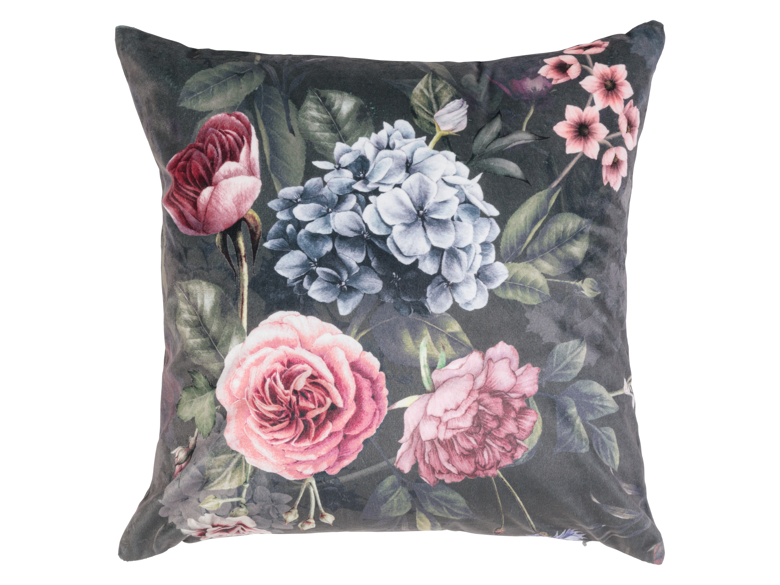 LIVARNO home Kussenhoes 40 x 40 cm (Bloemen grijs)