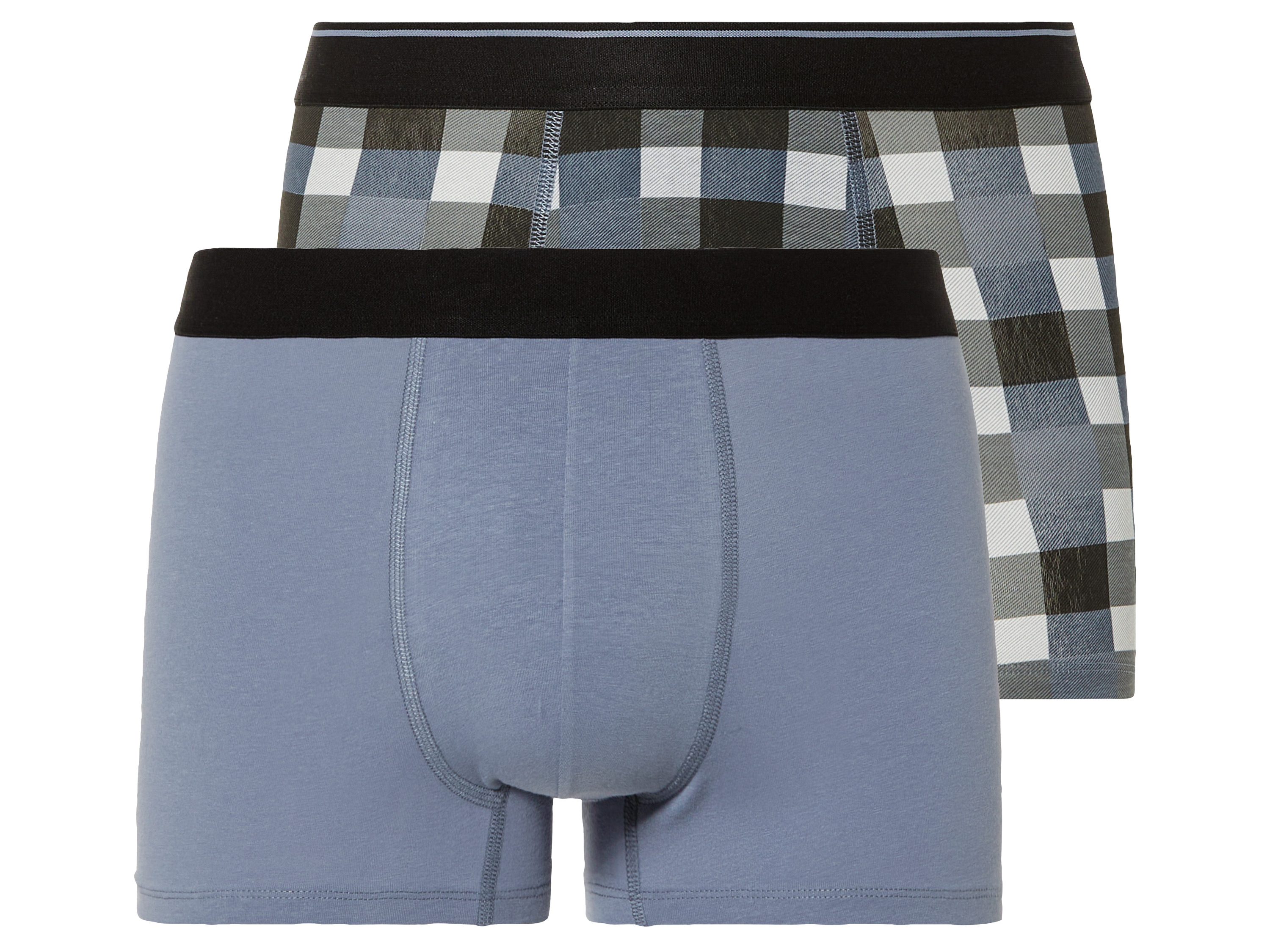 LIVERGY 2 paar herenboxers (L, Blauw/geruit)