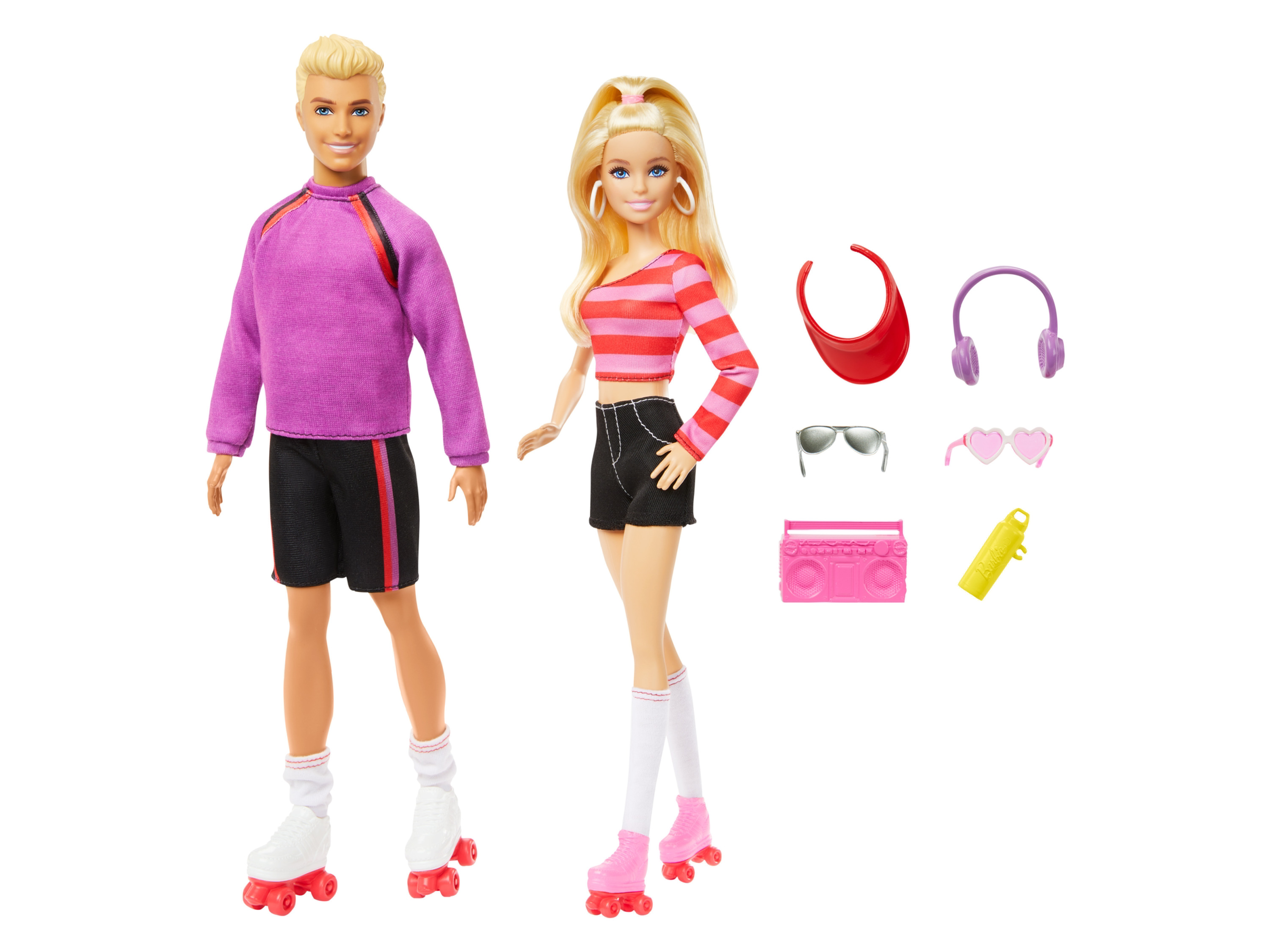 Barbie 65 jaar Fashionistas - Barbie en Ken pop - Geïnspireerd klassieke rolschaatserslook 1980