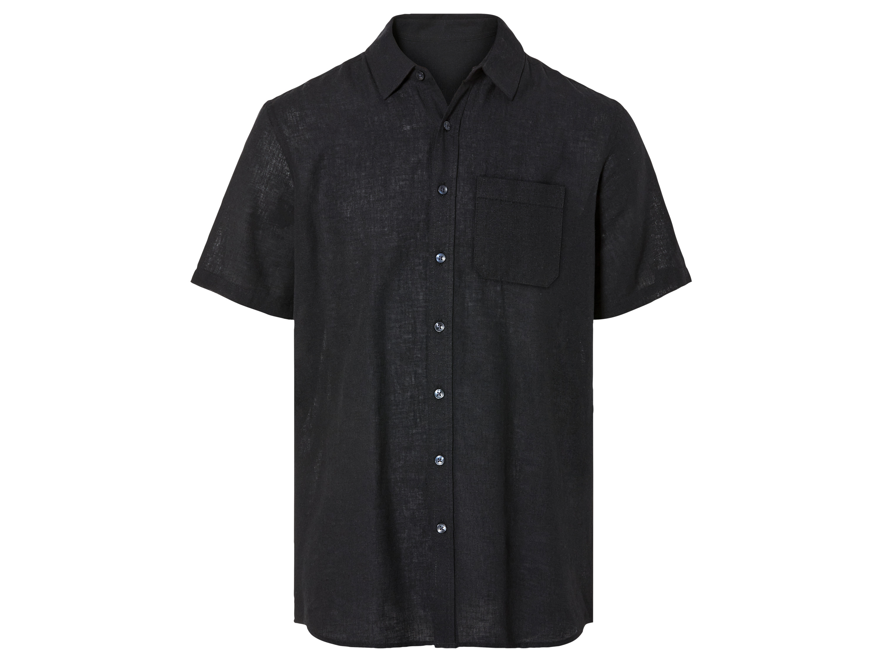 LIVERGY Heren linnen overhemd (XXL (45/46), Zwart)