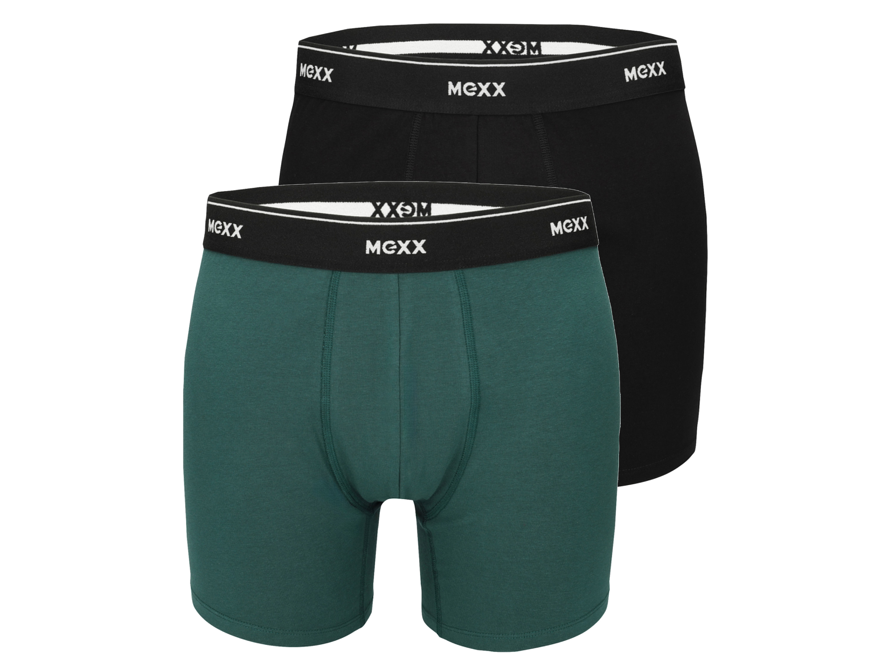 MEXX 2 heren boxers (XL, Zwart/groen)