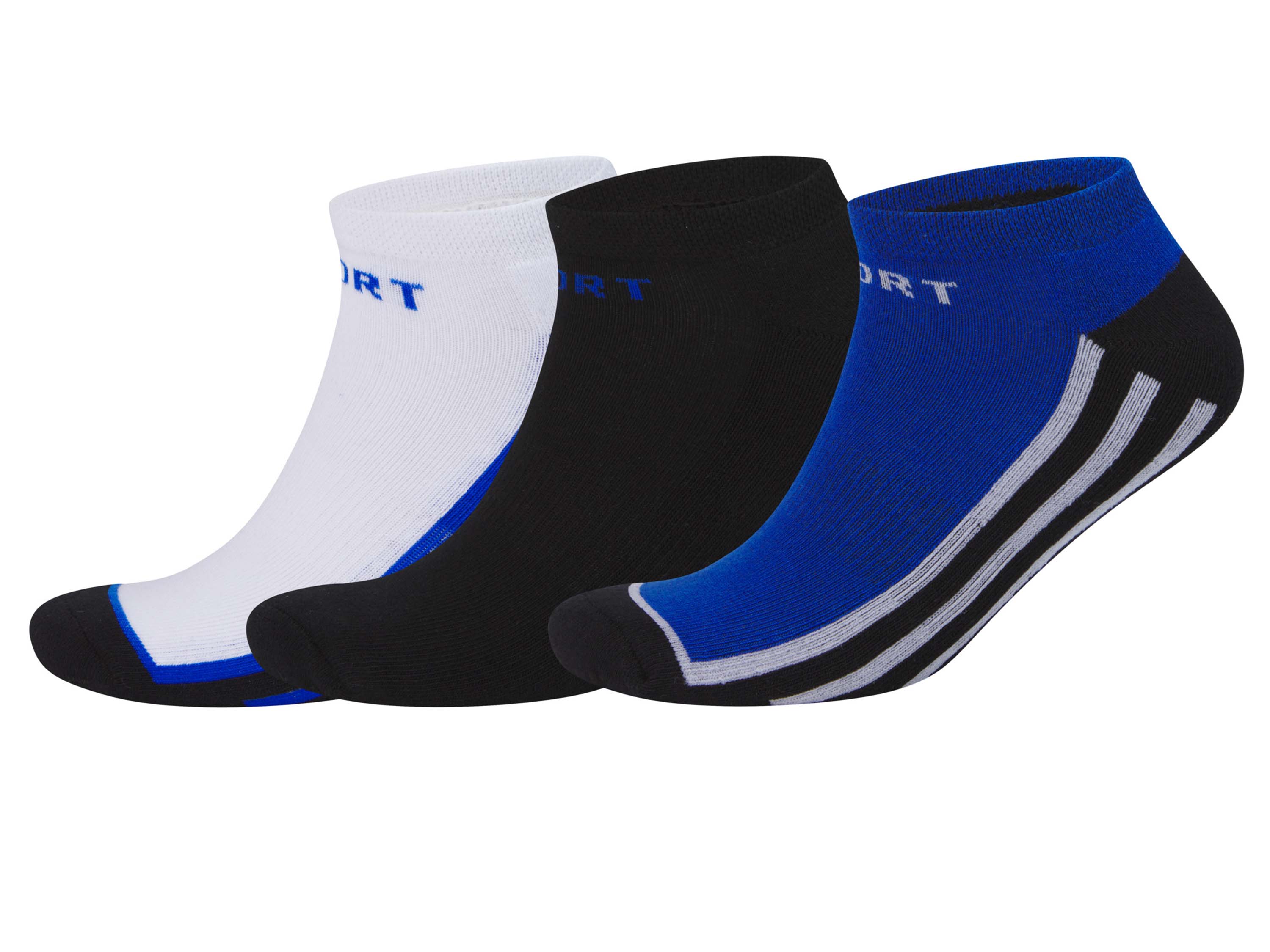 CRIVIT 3 paar herensokken (43-46, Zwart/blauw/wit)