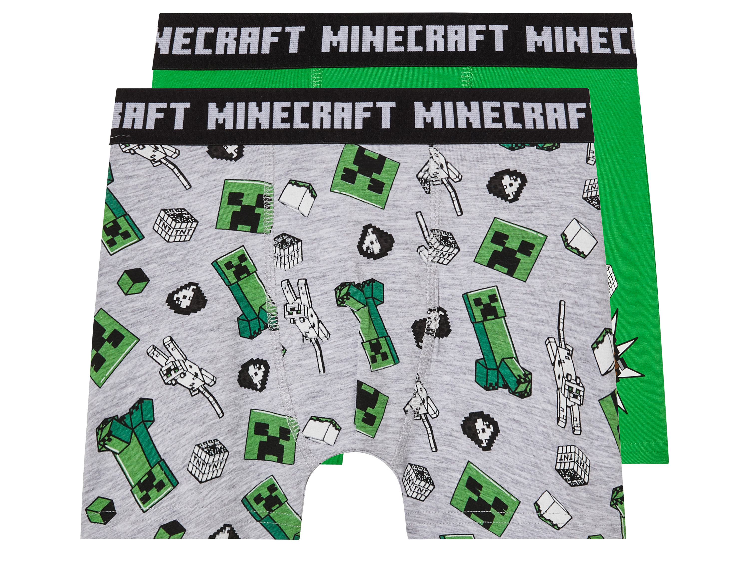 2 kinder boxershorts Minecraft (158/164, groen/grijs)