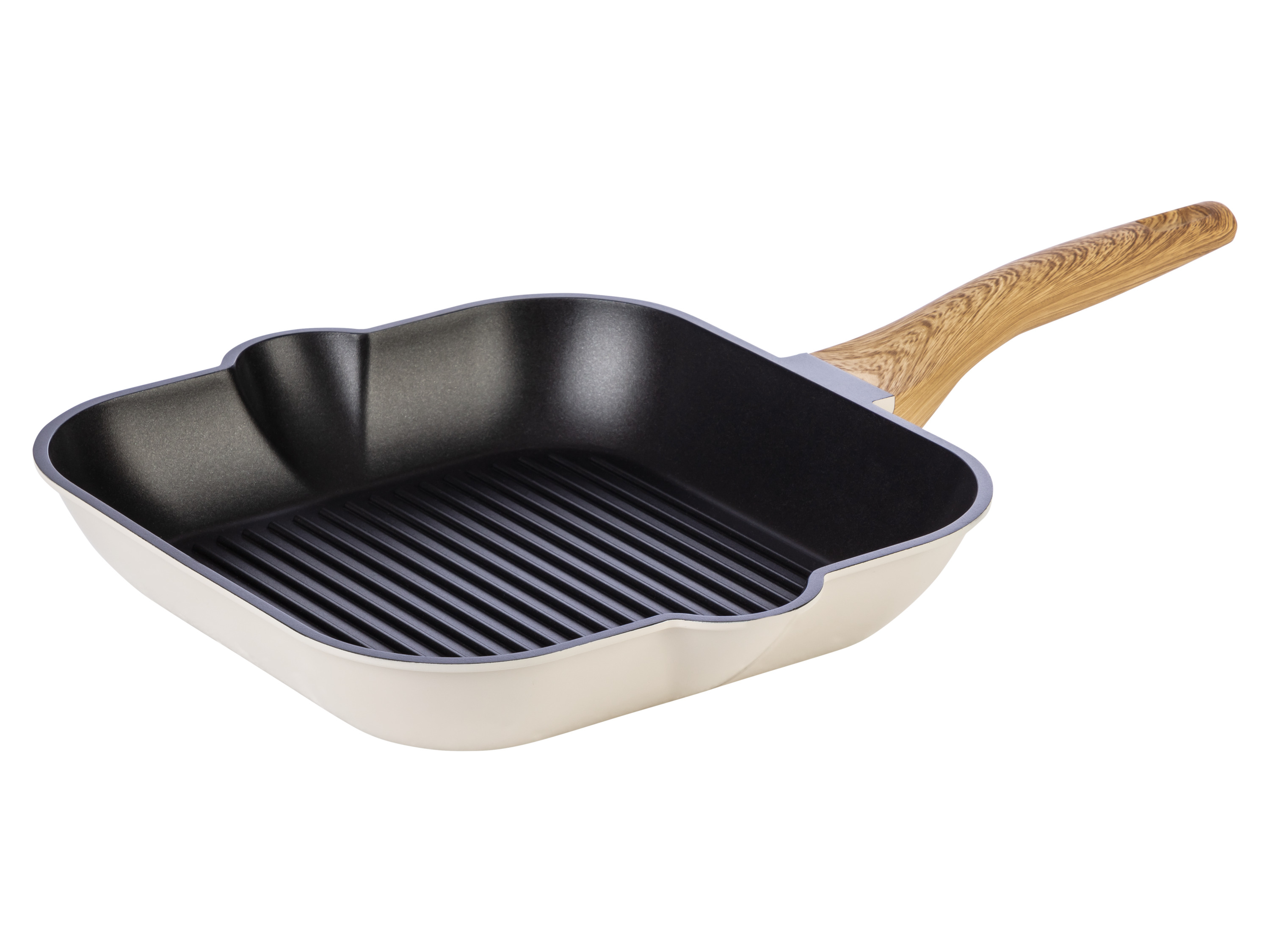 Grill-- braadpan van gegoten aluminium 28 cm (Vierkant taupe)