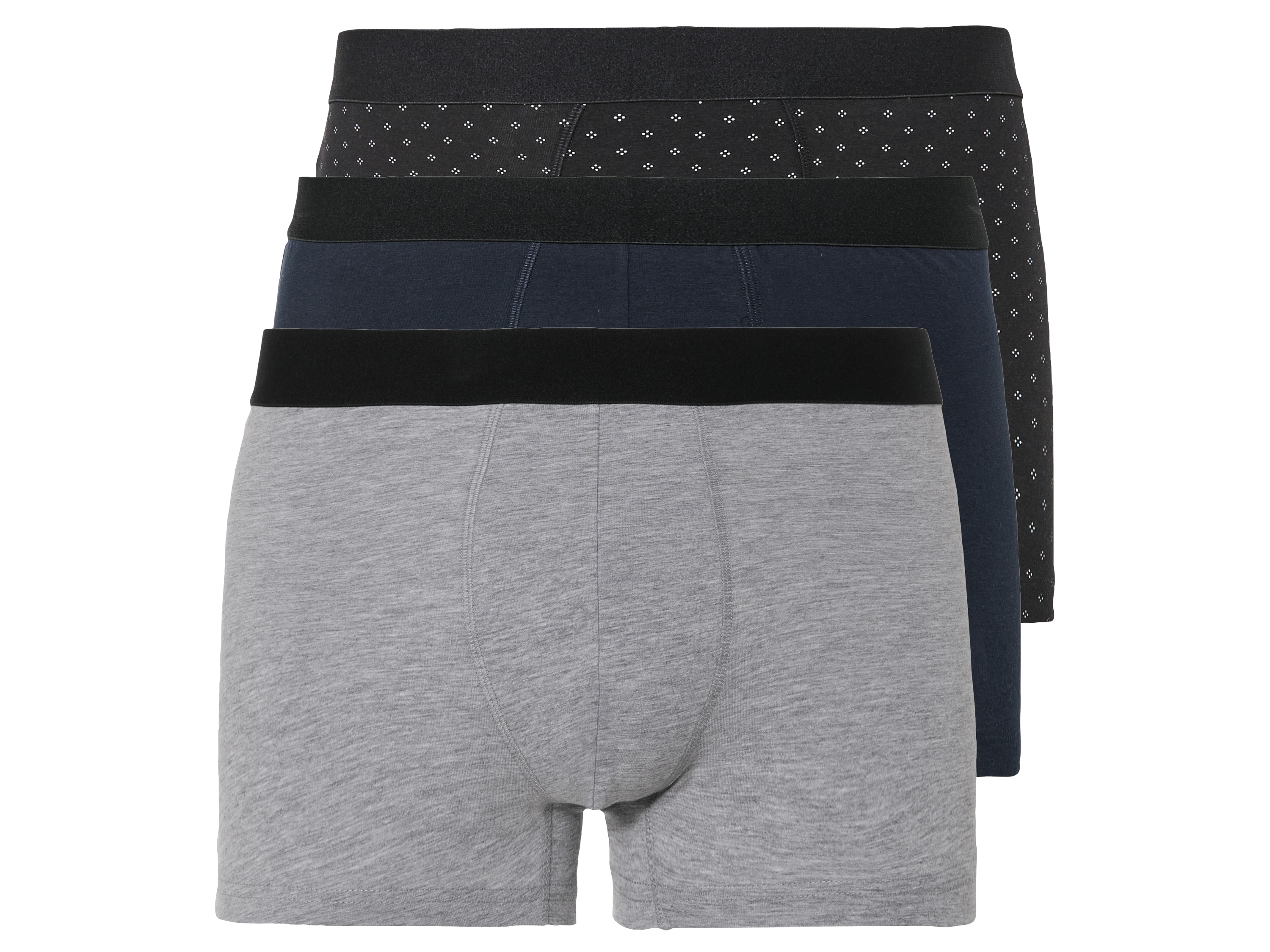 LIVERGY 3 heren boxers (XXL, Zwart/marine/grijs)