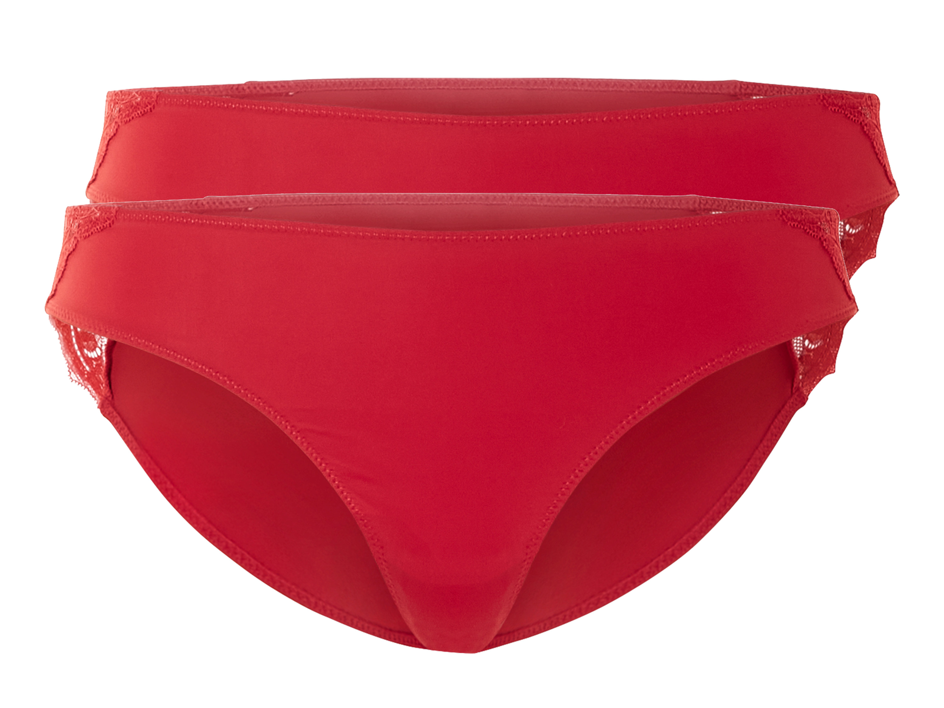 esmara Dames kanten minislips 2 stuks (XS (32/34), Rood)