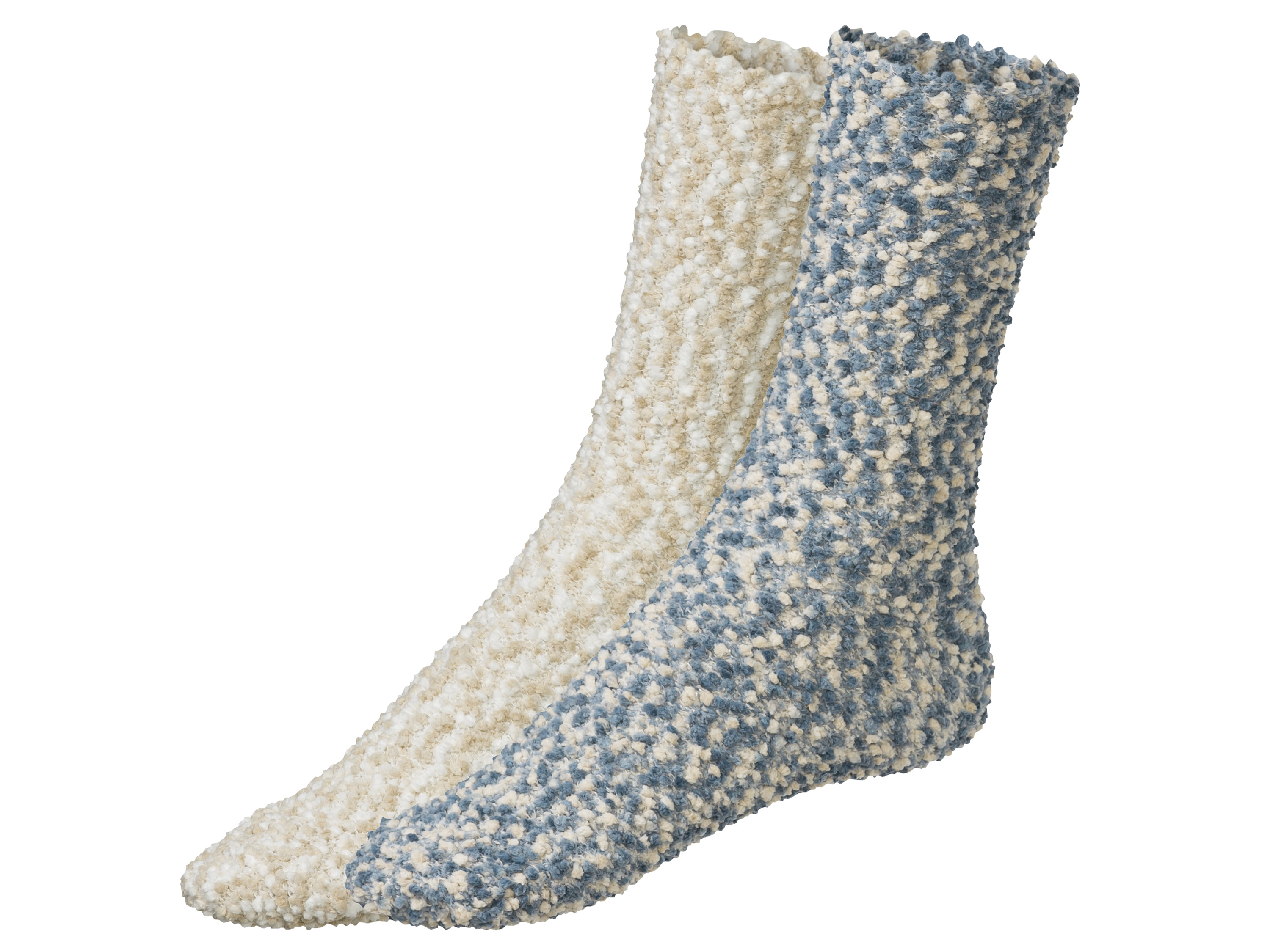 esmara 2 paar sames sokken (35-38, Beige/blauw)