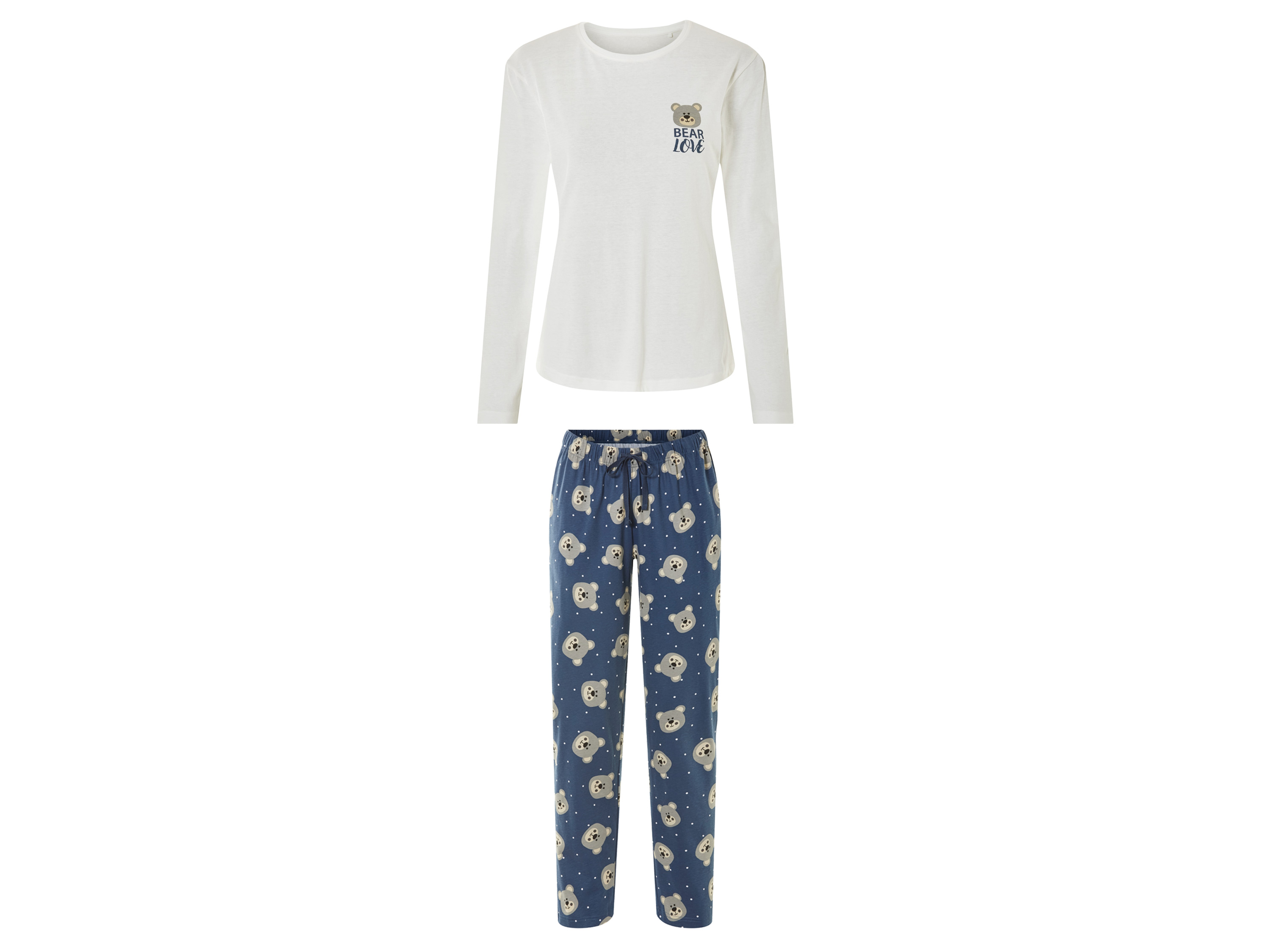 esmara Dames pyjama (L (44-46), Wit/donkerblauw)