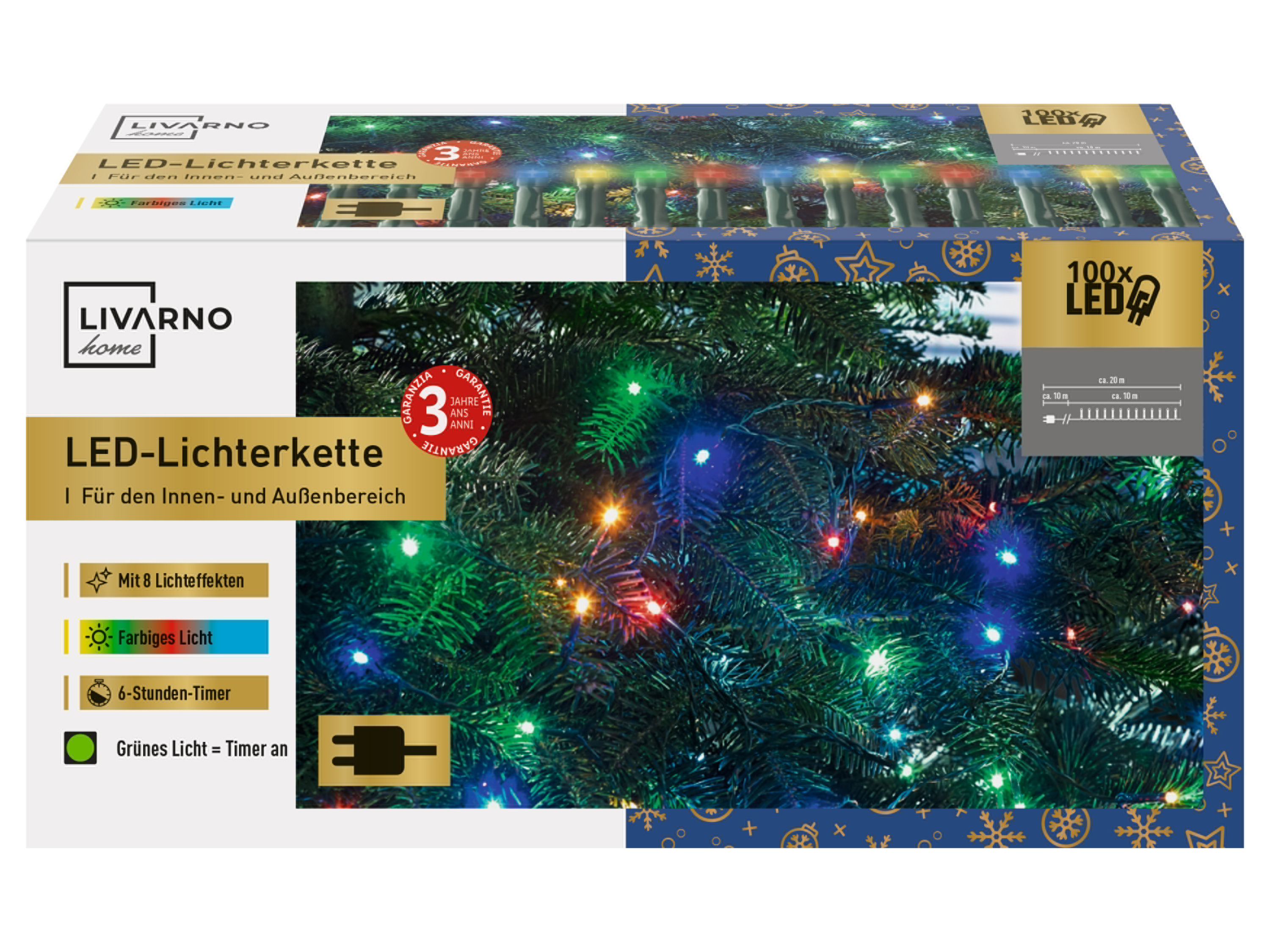 LIVARNO home LED-lichtketting 12 m (Bont gekleurd)