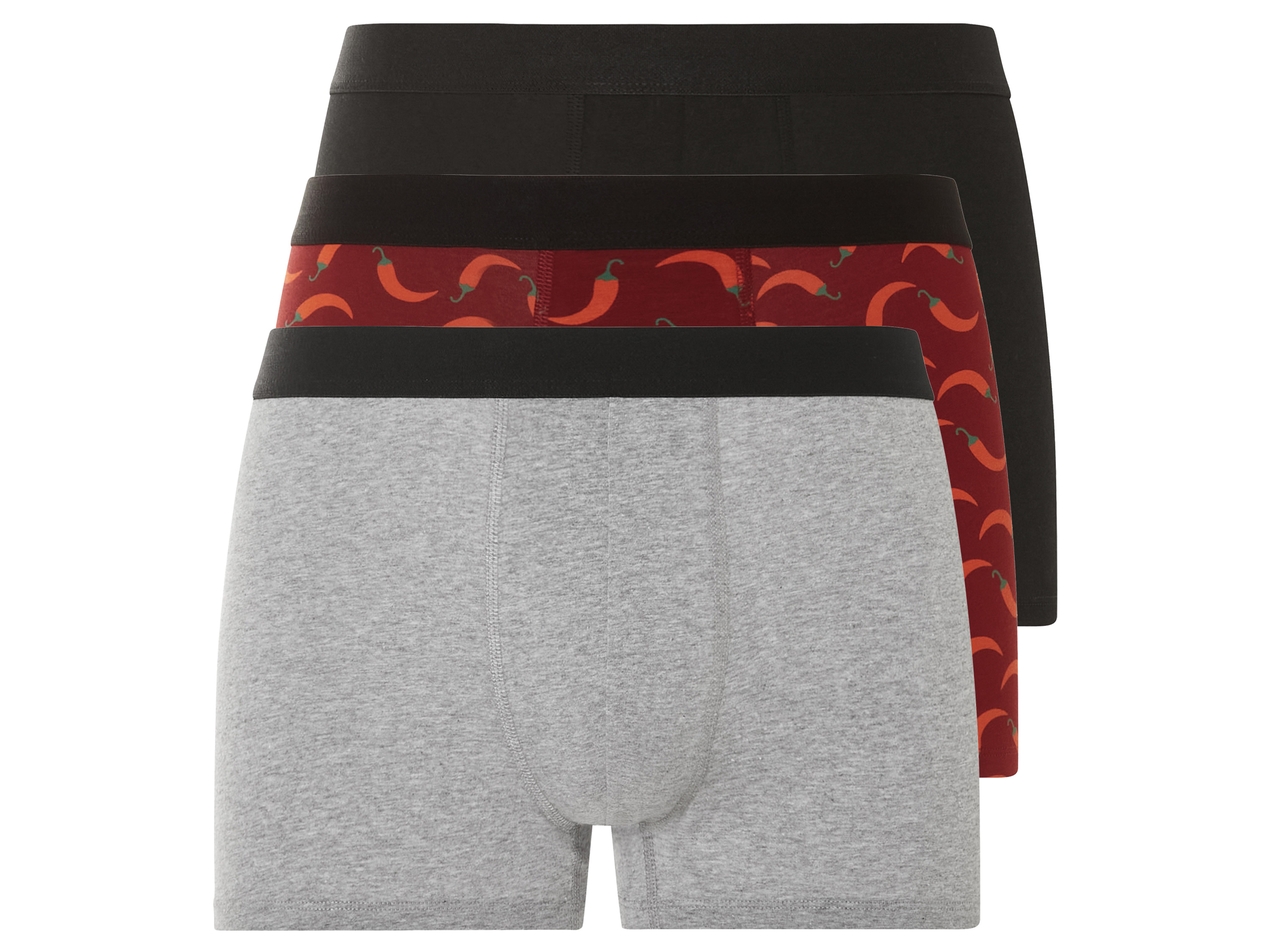 LIVERGY Heren boxershorts 3 stuks (XXL, Zwart/rood/grijs)