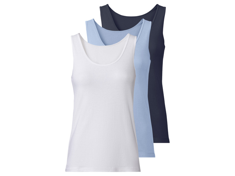 esmara 3 dames onderhemden (M (40/42), Donkerblauw/blauw/wit)