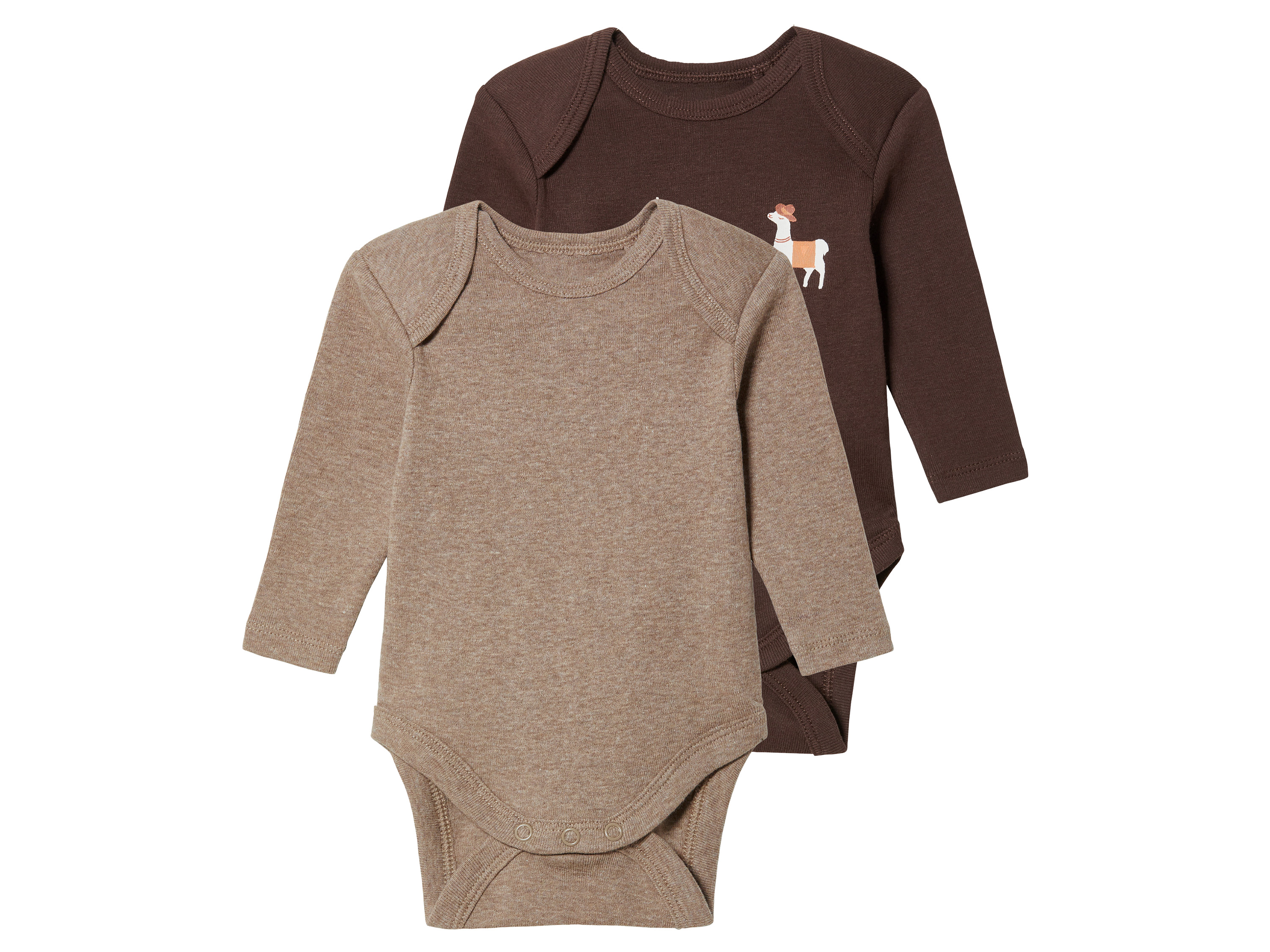 lupilu 2 baby rompertjes (62-68, Beige/bruin)