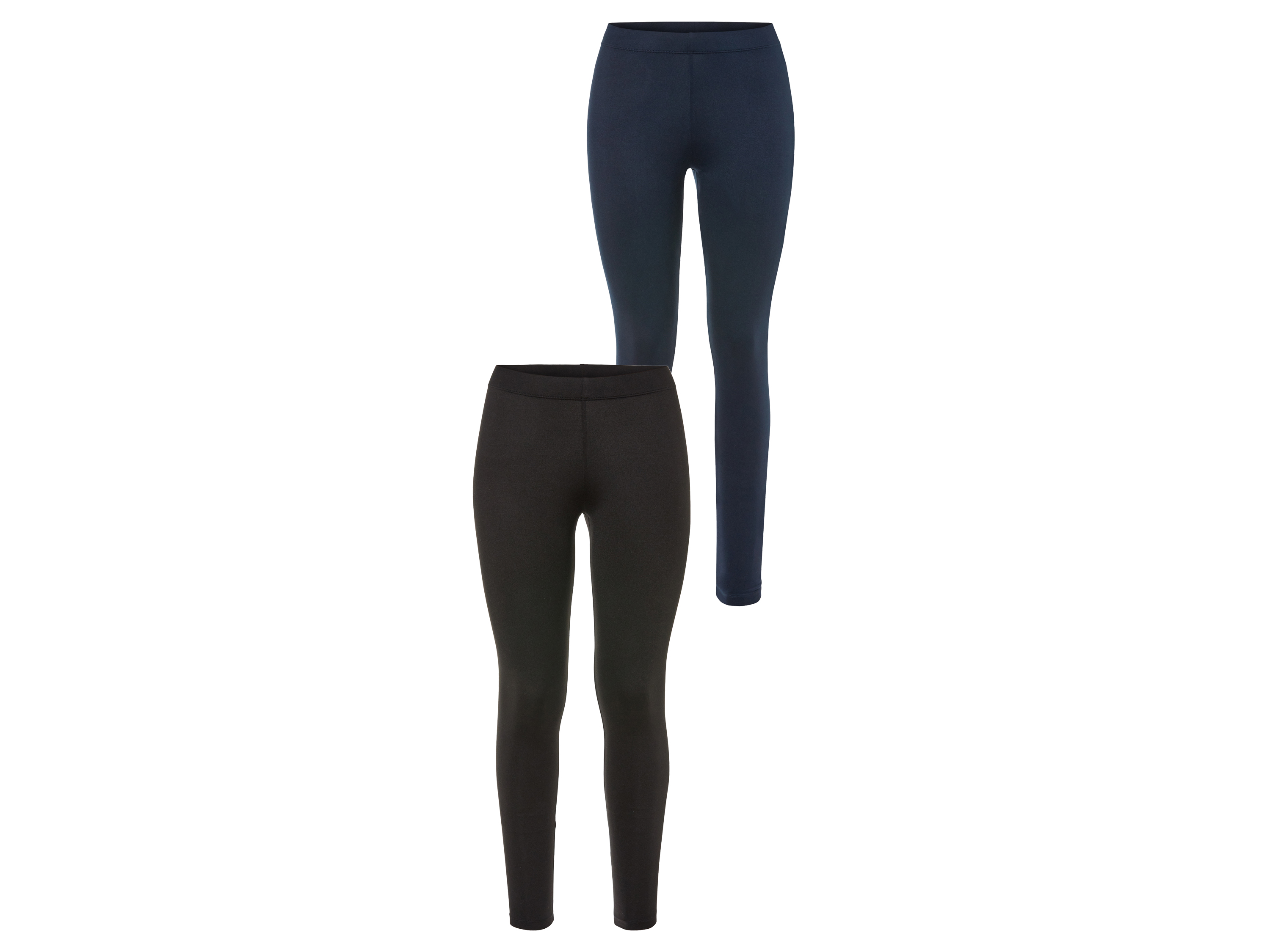 esmara 2 paar dames leggings (S (36-38), Zwart/donkerblauw)