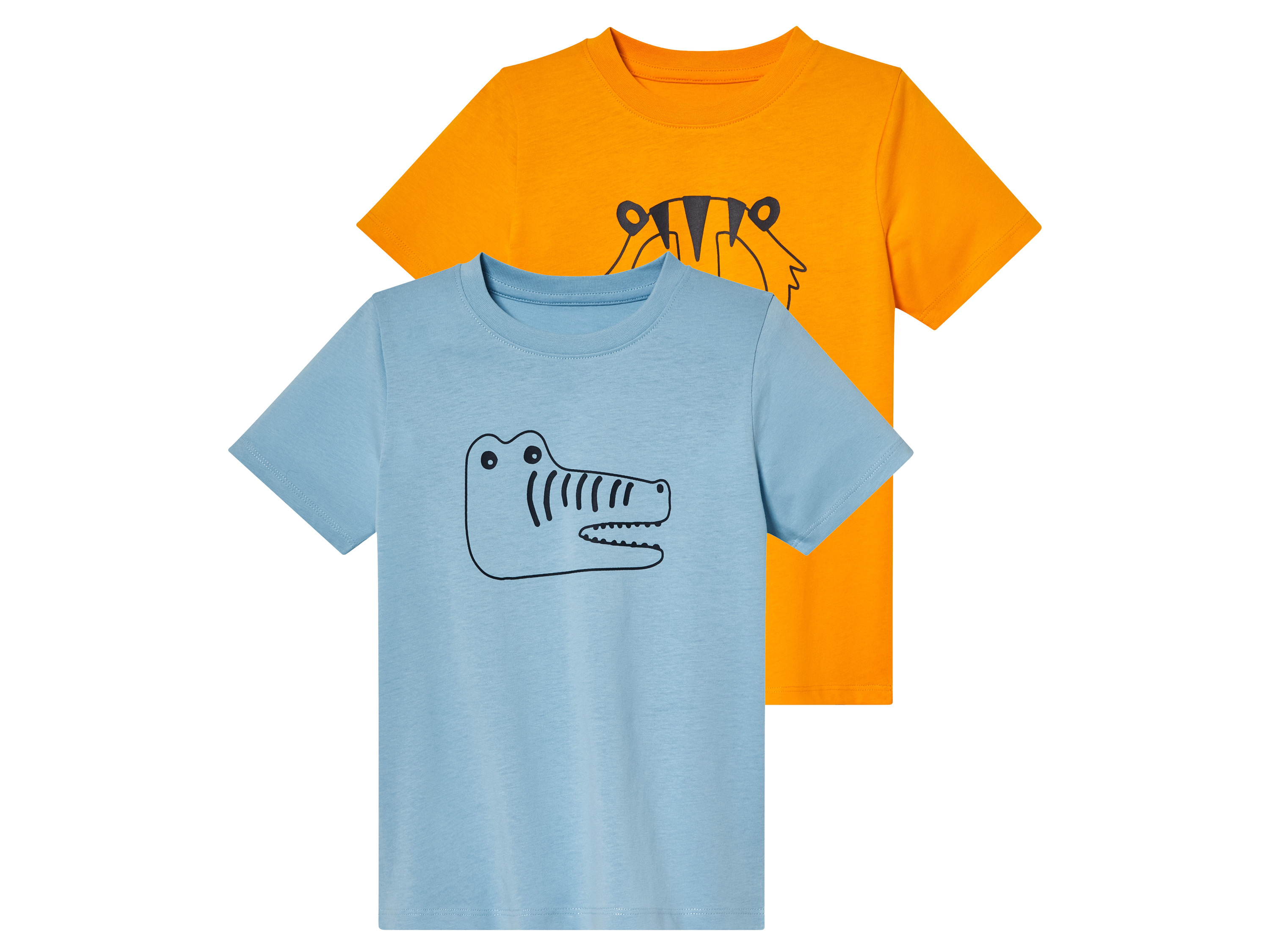 lupilu 2 kinder T-shirts (Blauw/geel, 98/104)