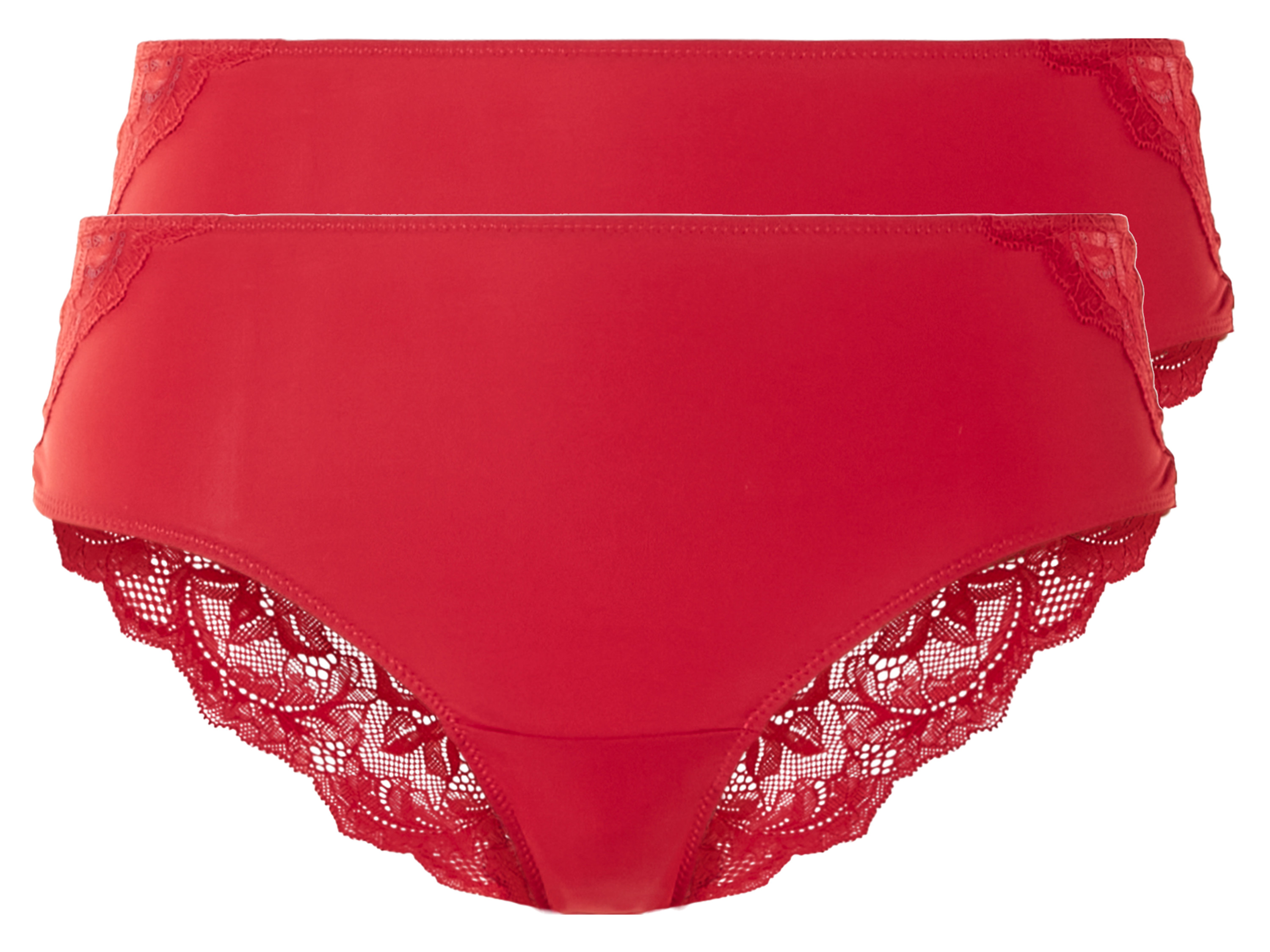 esmara Dames kanten hipsters (2-pack) (S (36-38), Rood)