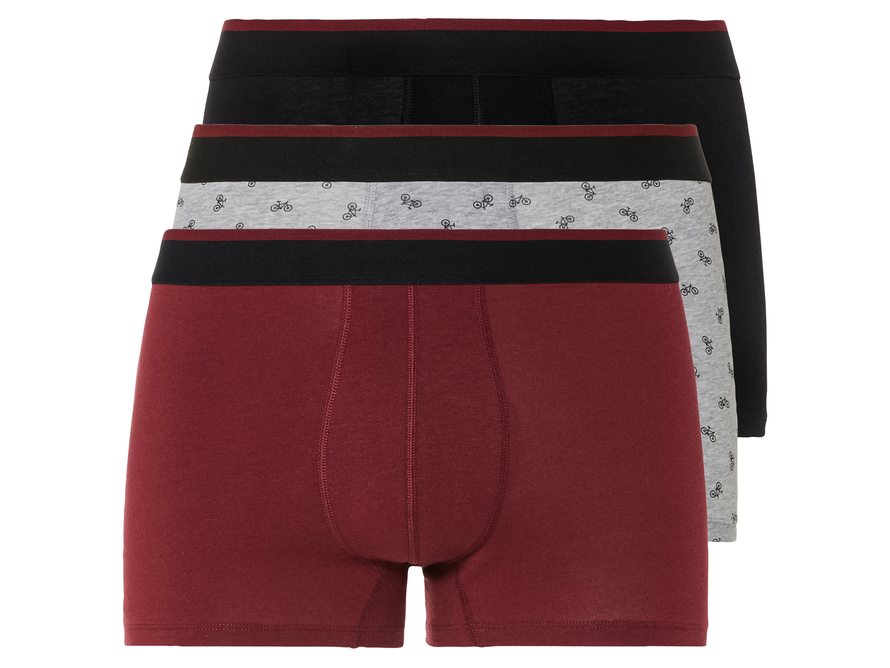 LIVERGY 3 paar herenboxers (XL, Fietsen/zwart/rood)