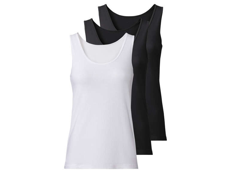 esmara 3 dames onderhemden (XS (32/34), Zwart/wit)
