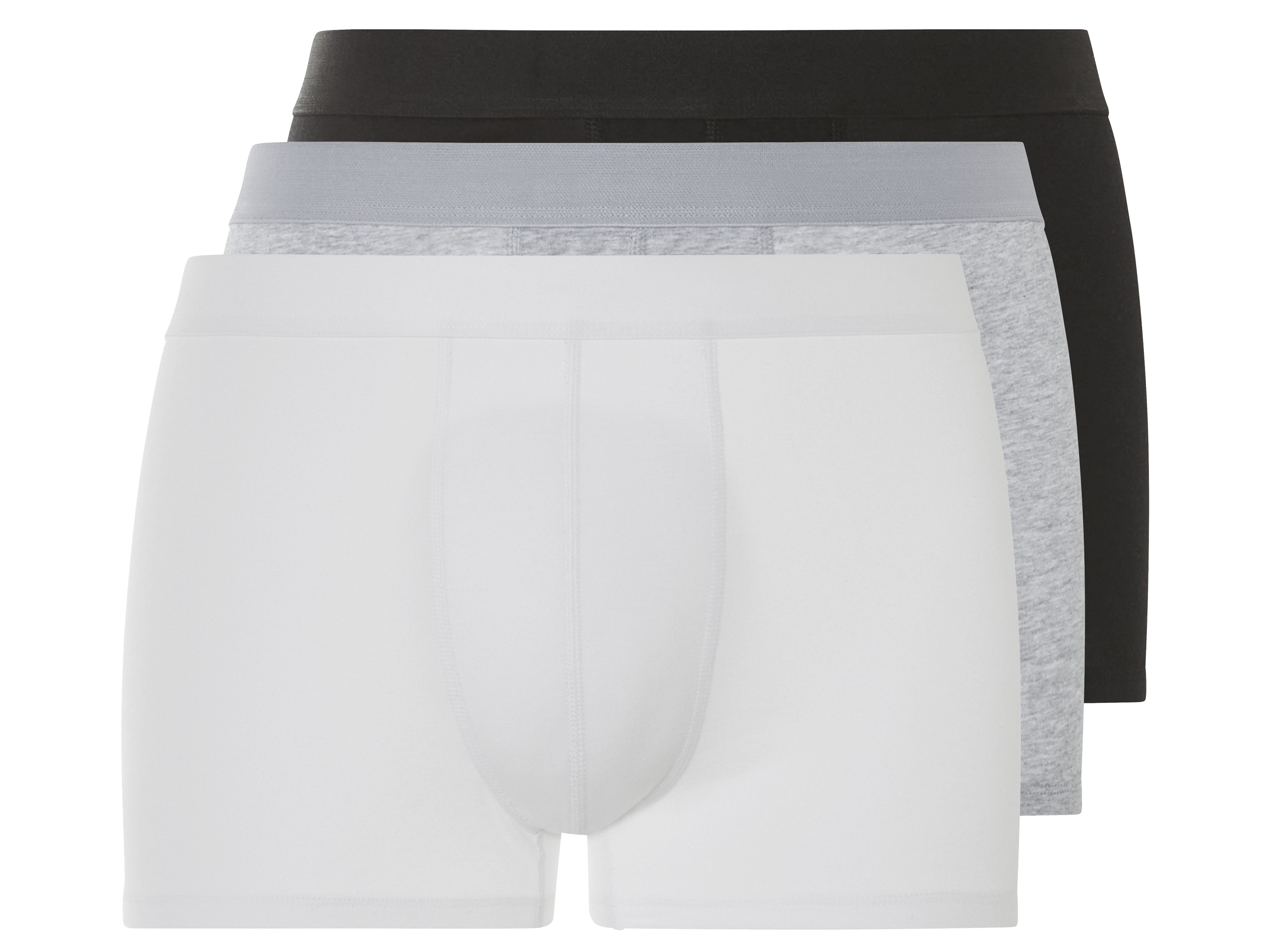 LIVERGY Heren boxershorts 3-pack (L, Zwart/grijs/wit)