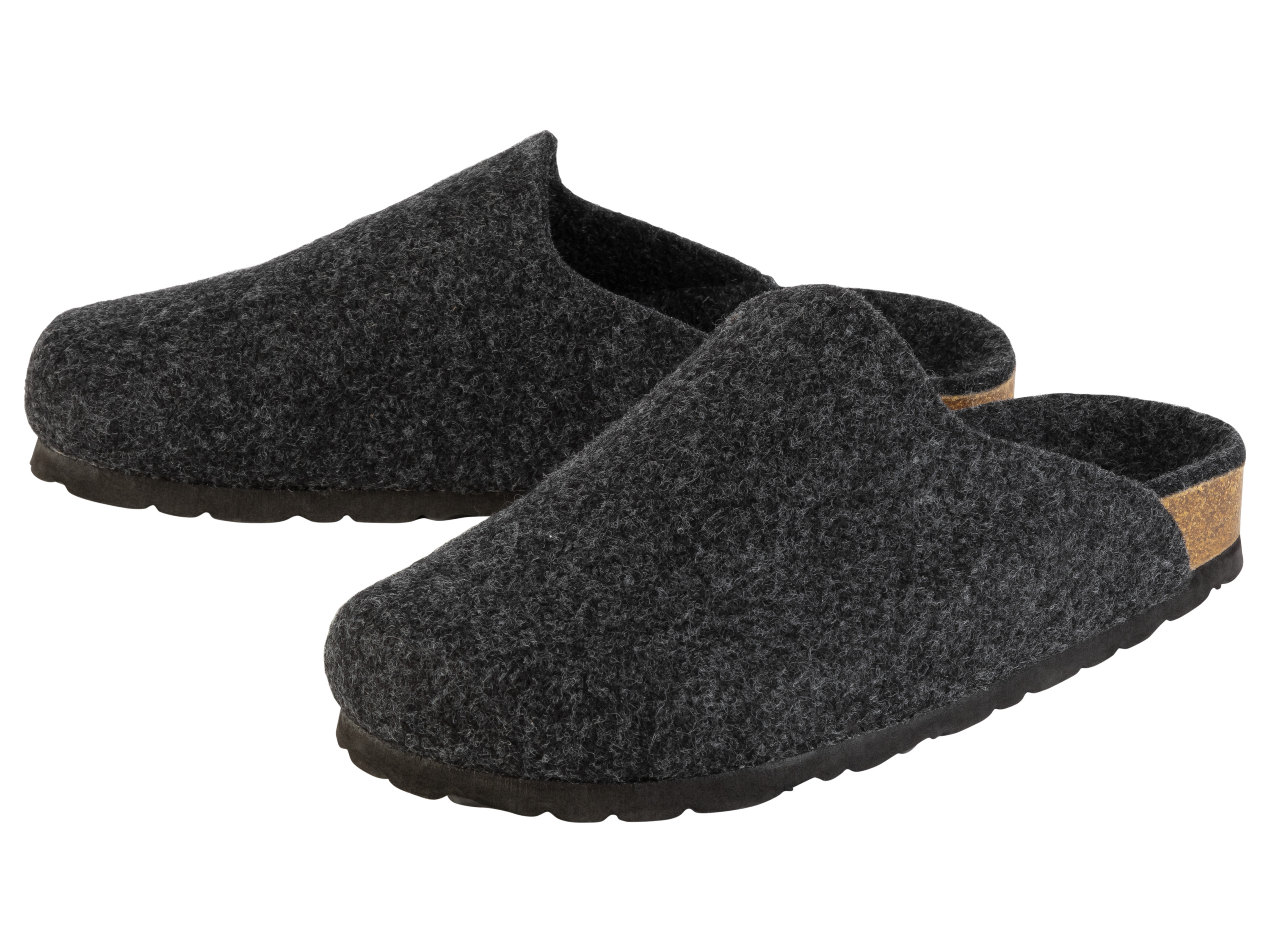 LIVERGY Vilten herenslippers (45, Antraciet)