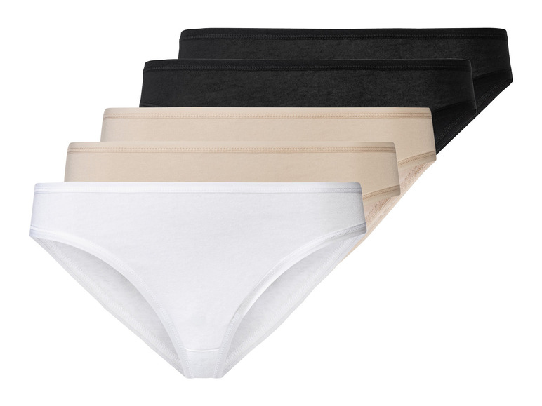 esmara 5 dames mini slips (S (36/38), Zwart/wit/beige)
