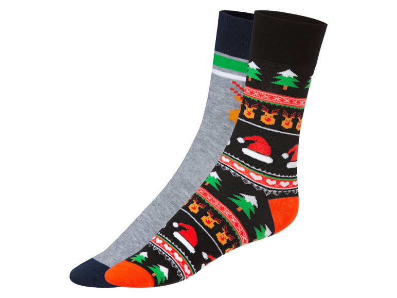 2 paar sokken (35-38, Kerst/Grijs)