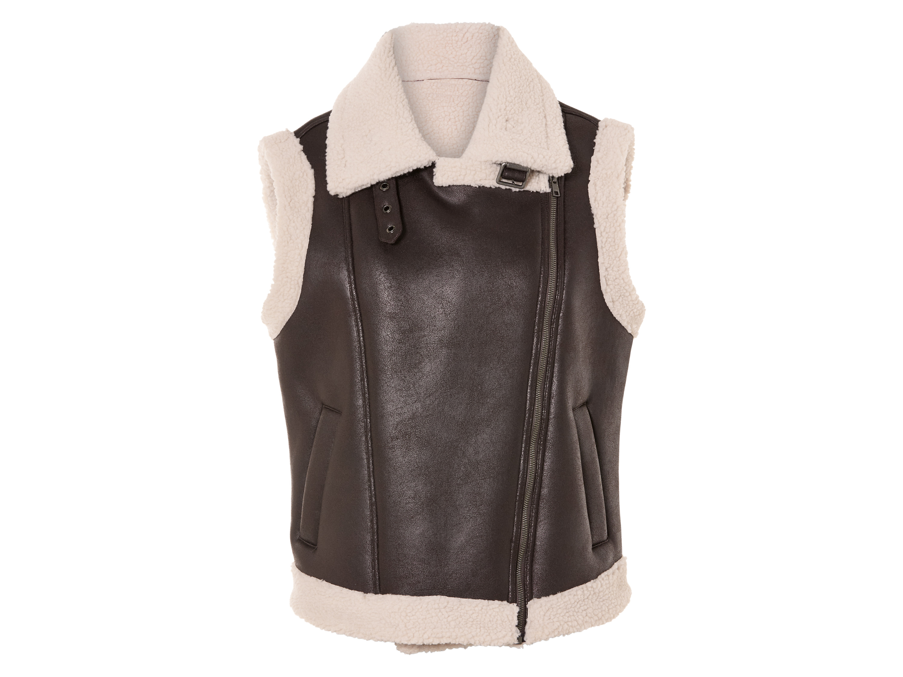 esmara Dames bikervest met imitatiebont (L (44-46), Bruin)