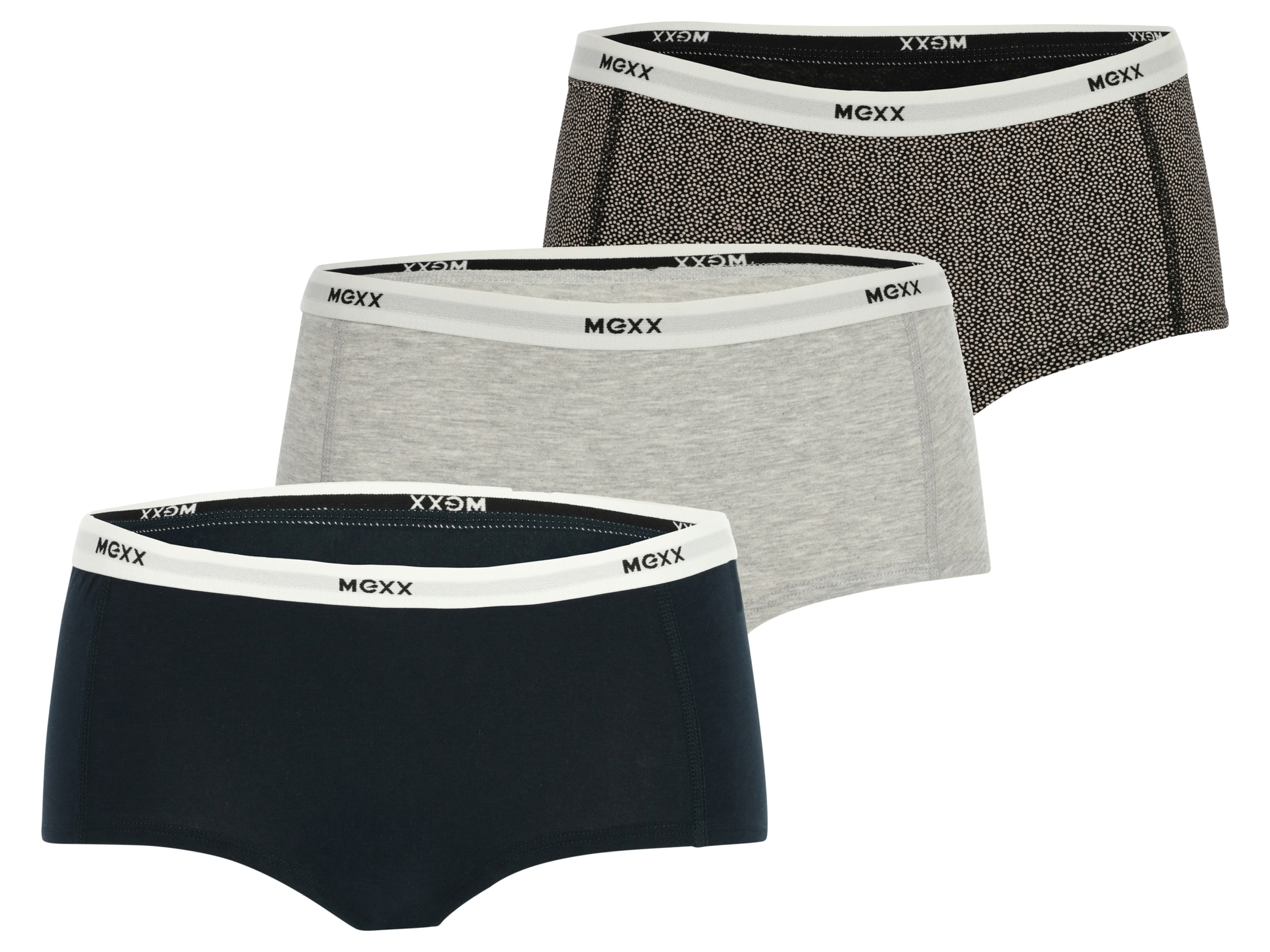 MEXX 3 dames-hipsters (LL, Zwart/grijs)