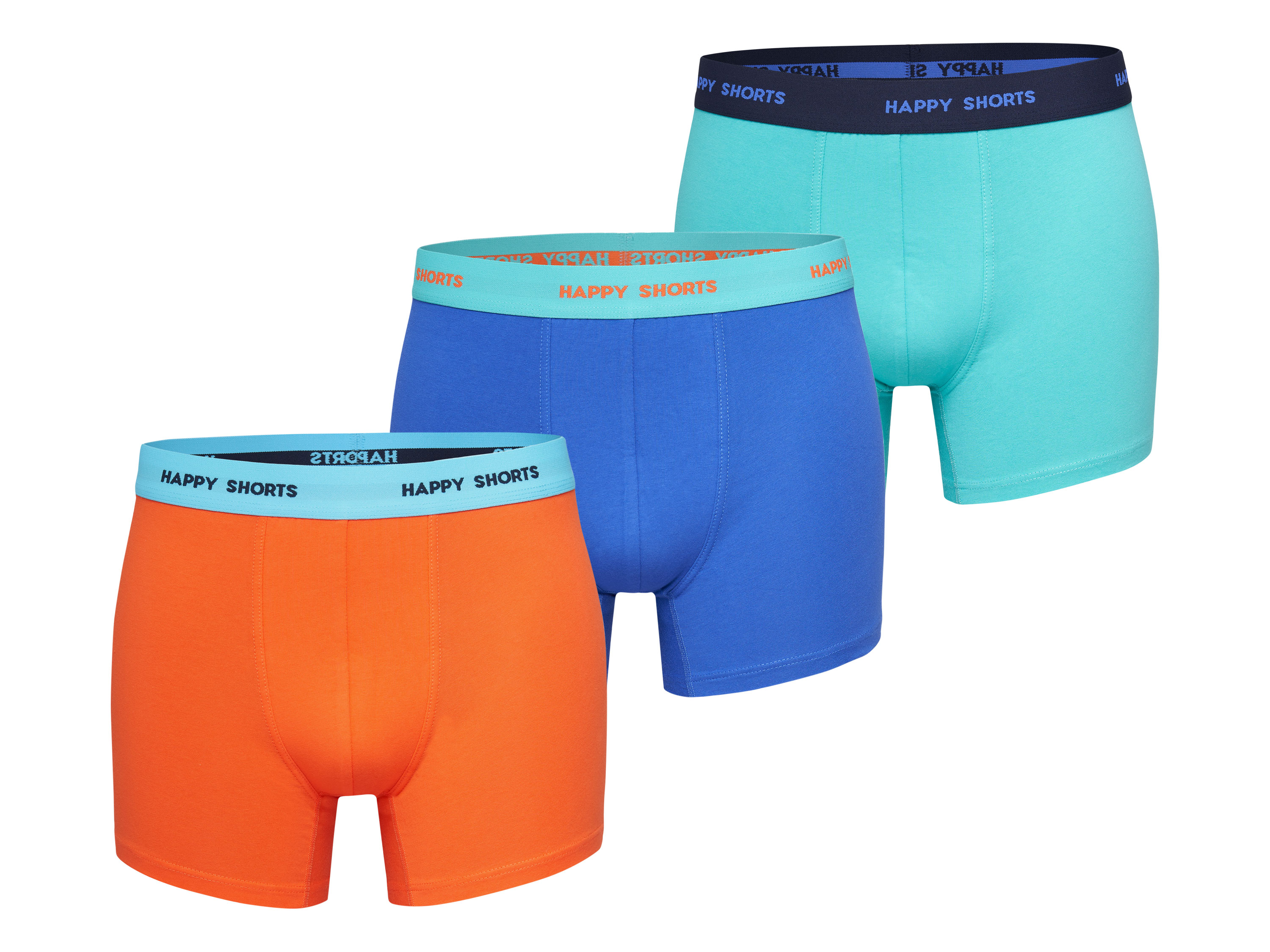 Happy Shorts 3 stuks heren boxershorts (XL, Oranje-blauw)