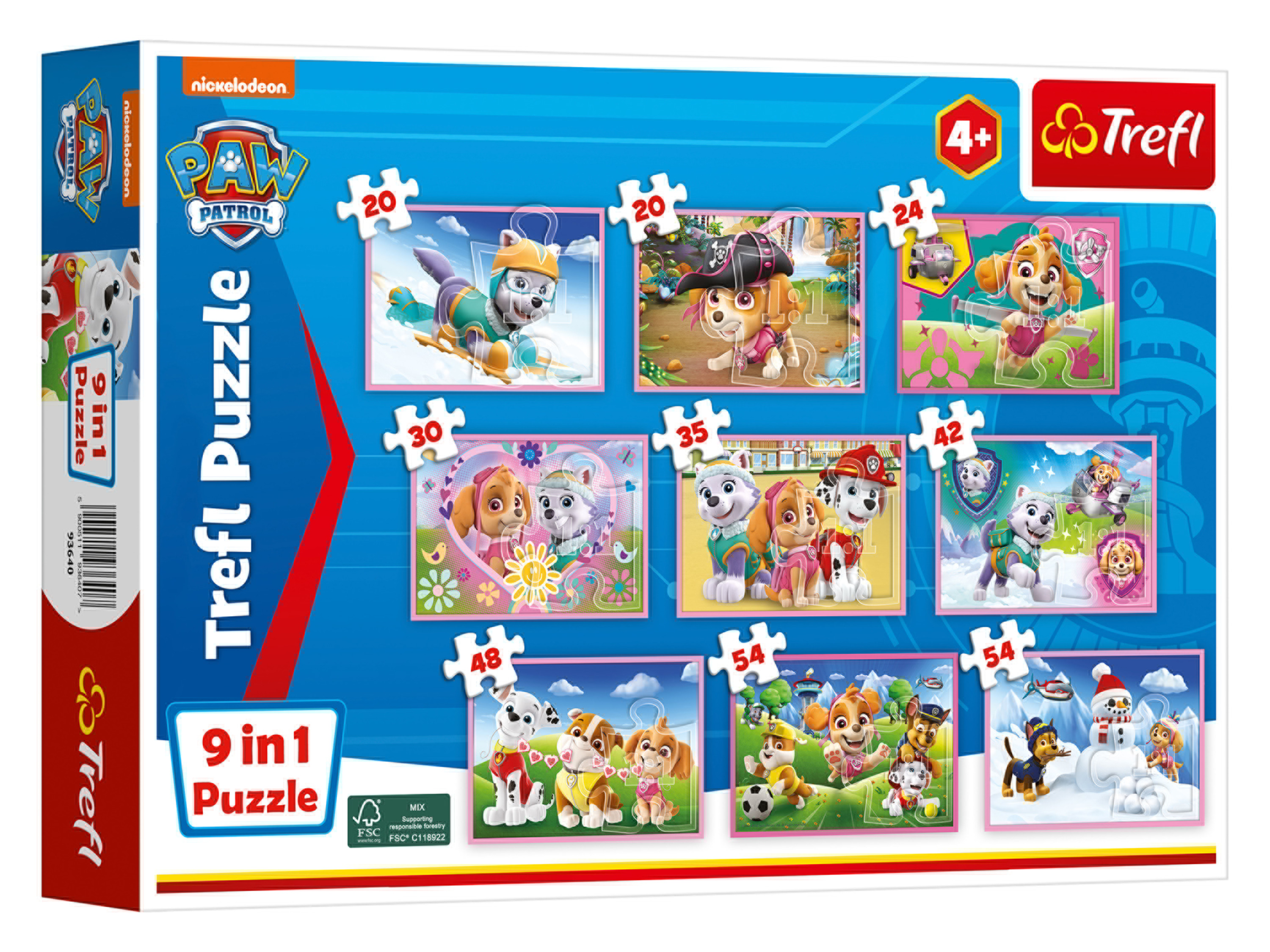 Trefl 9-in-1 puzzelset (Paw Patrol roze)