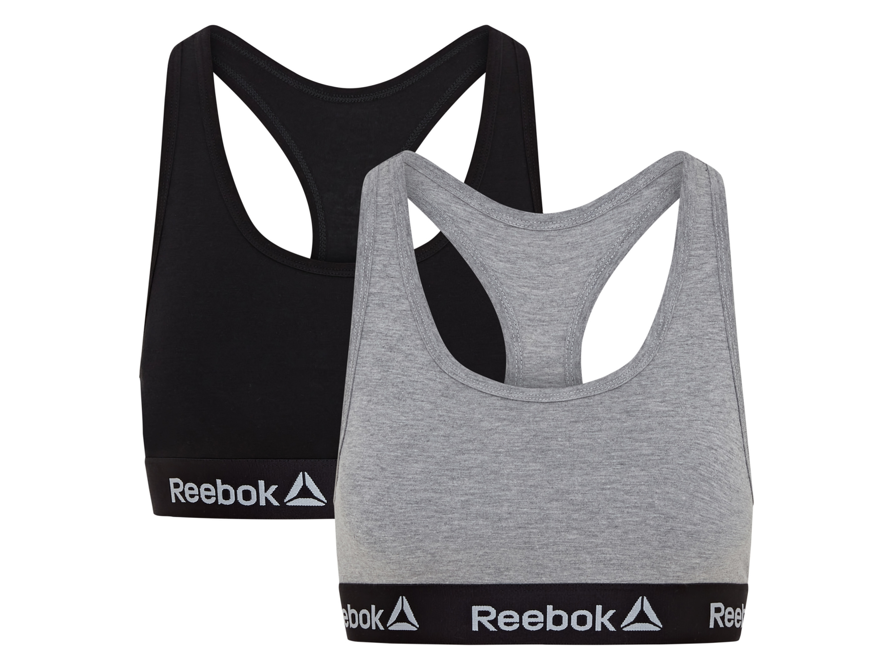 Reebok 2 dames sport-BH's (M, Zwart-grijs)