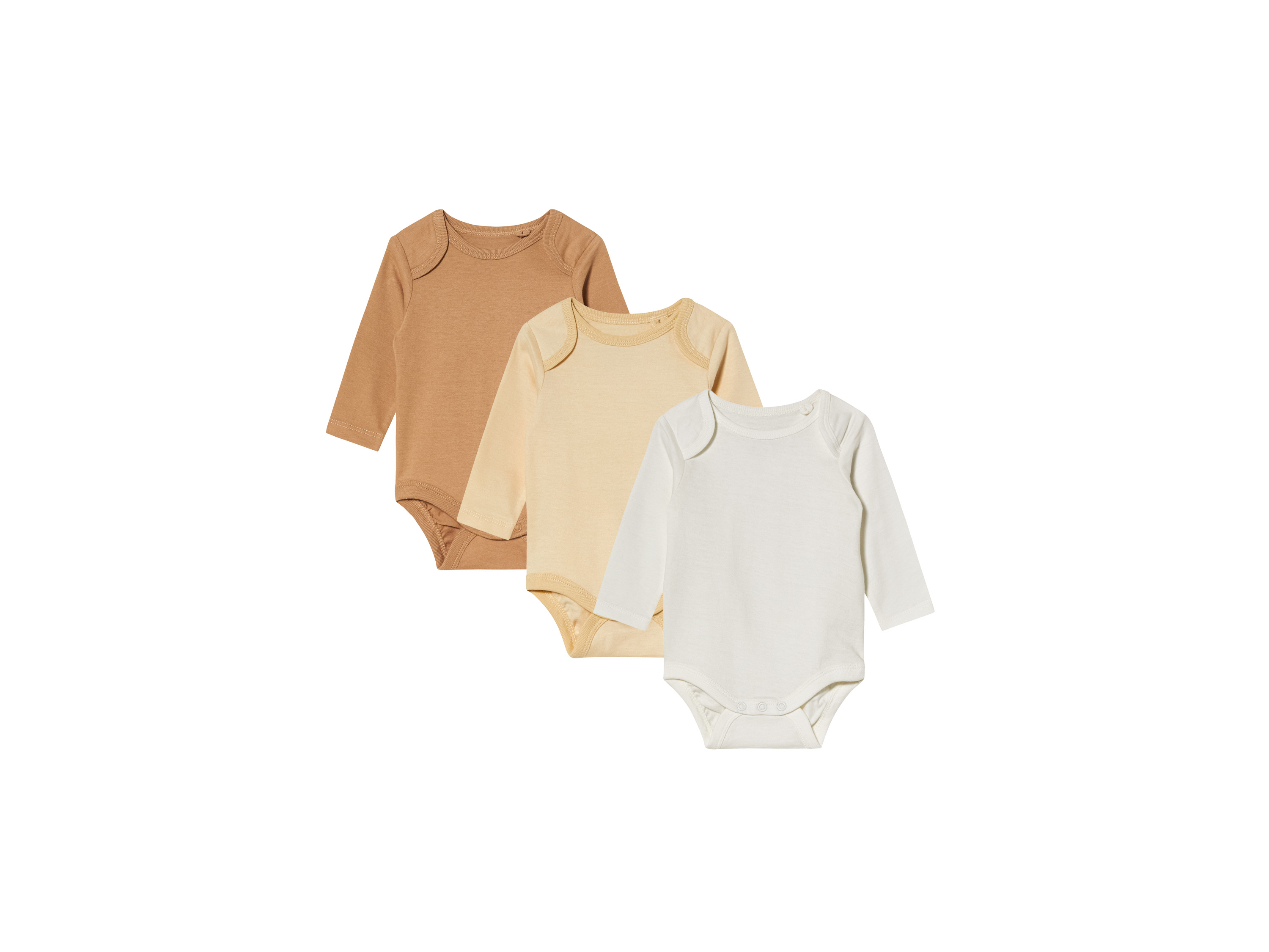 lupilu 3 baby rompers (74/80, wit/beige)