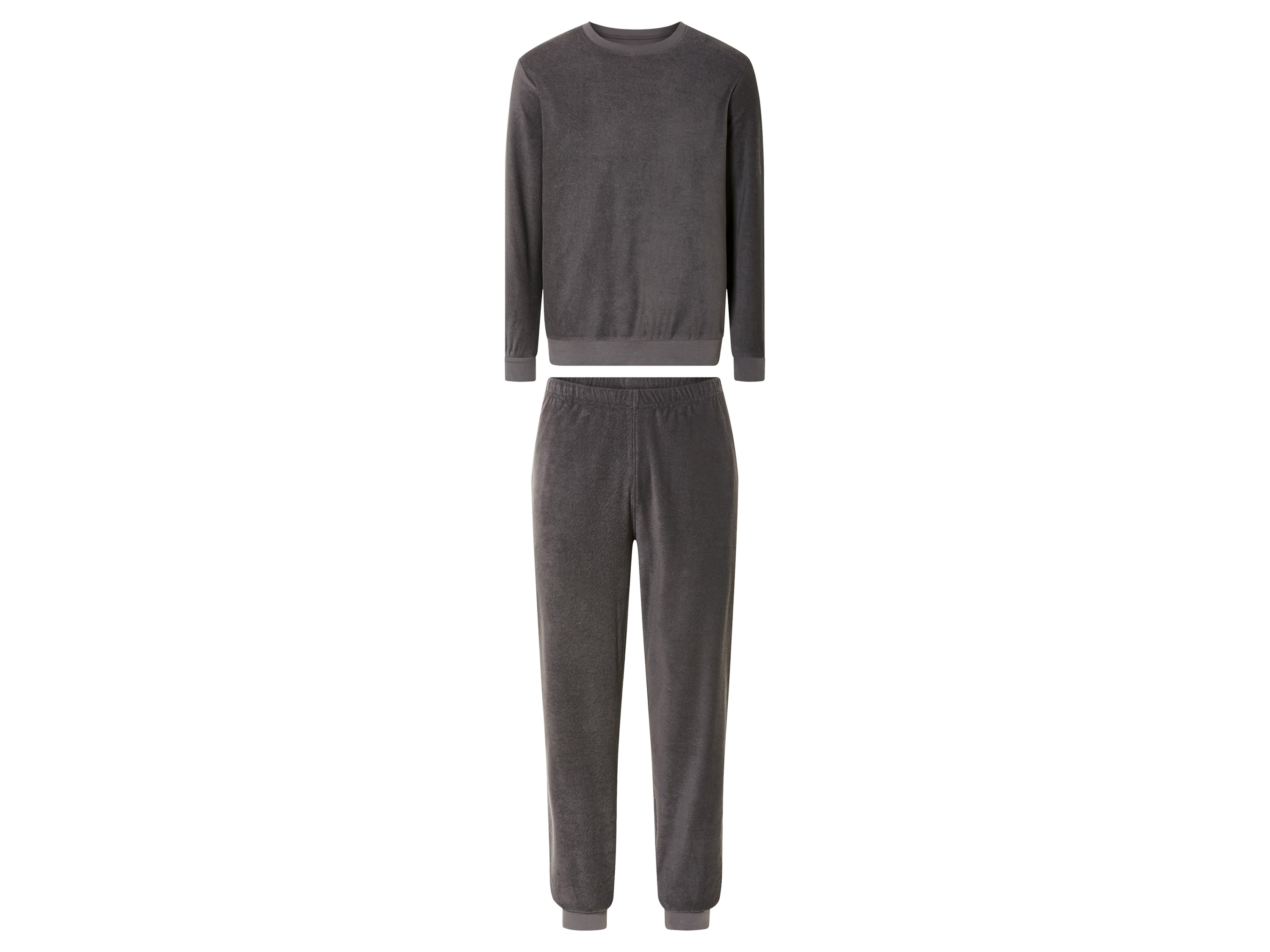 LIVERGY Badstof heren pyjama (S (44-46), Grijs)