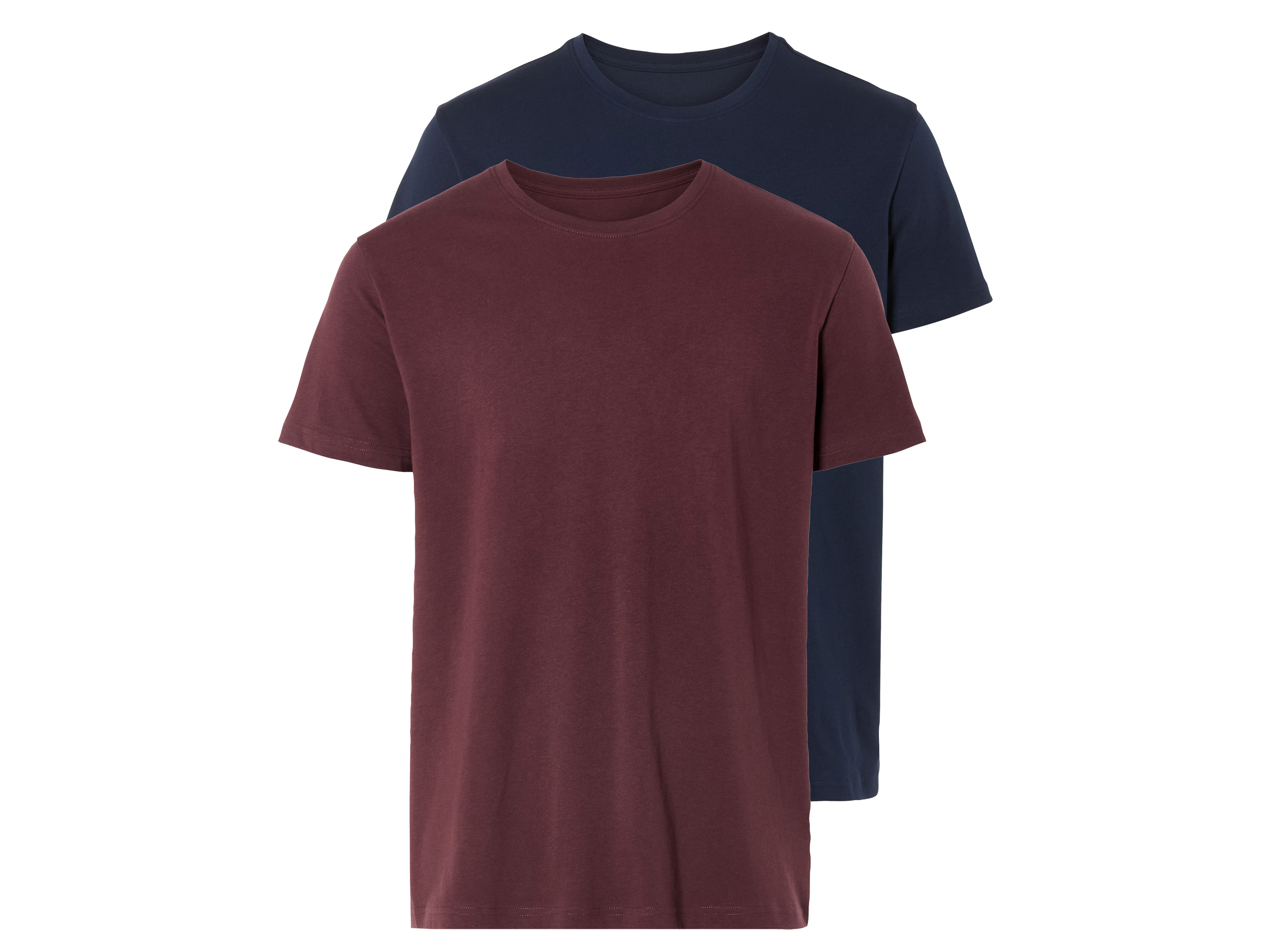 LIVERGY 2 heren T-shirts (M (48/50), Marineblauw/donkerrood)