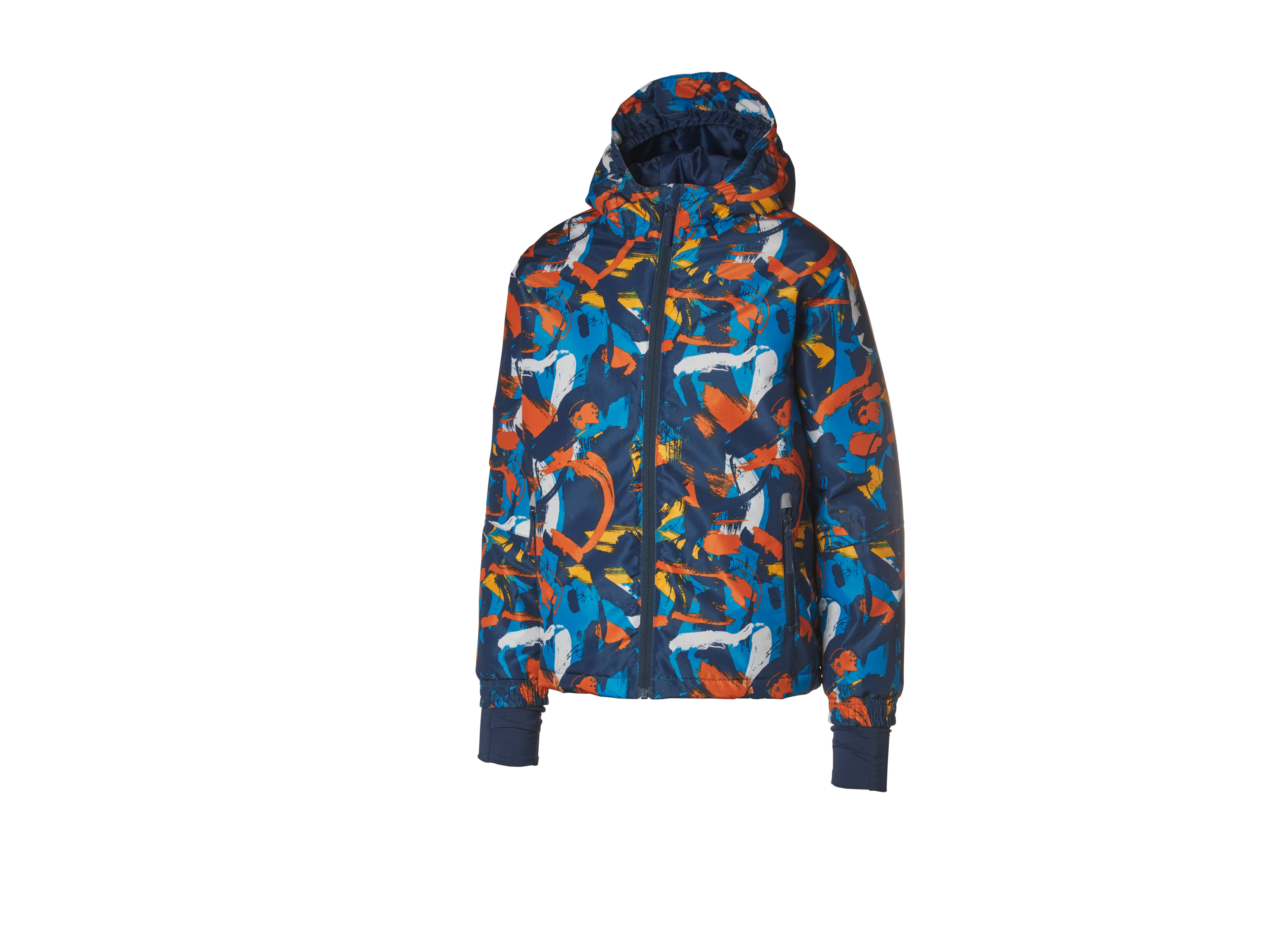 CRIVIT Kinder ski jas (122/128, marineblauw/blauw/oranje)