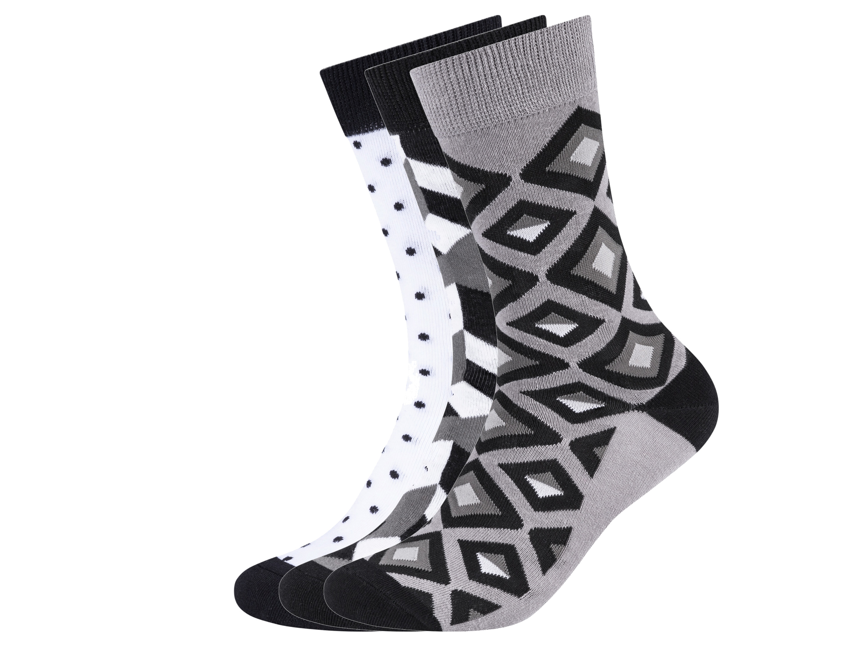 Fun Socks 3 paar sokken (36-40, Zwart en wit)