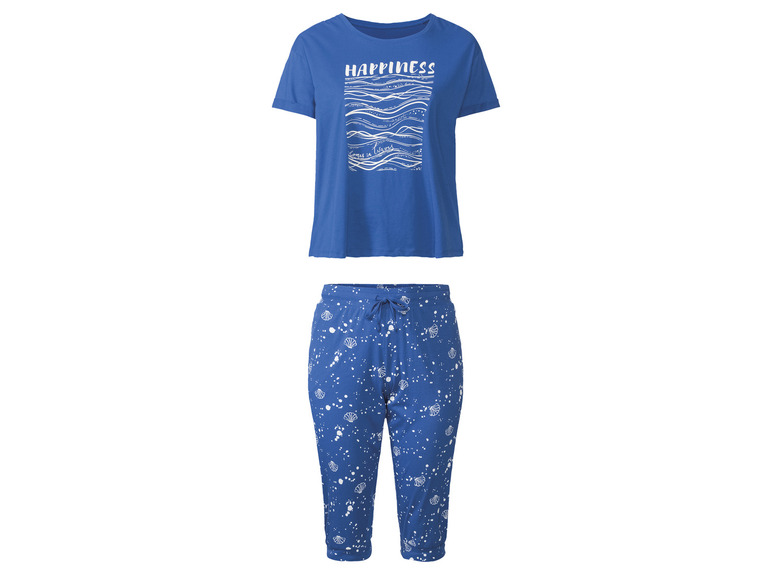 esmara Dames-pyjama, capri lengte (XXXL (56/58), Blauw/print)
