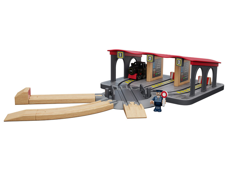 Playtive Uitbreidingsset voor houten spoorweg (Locomotiefloodsset)