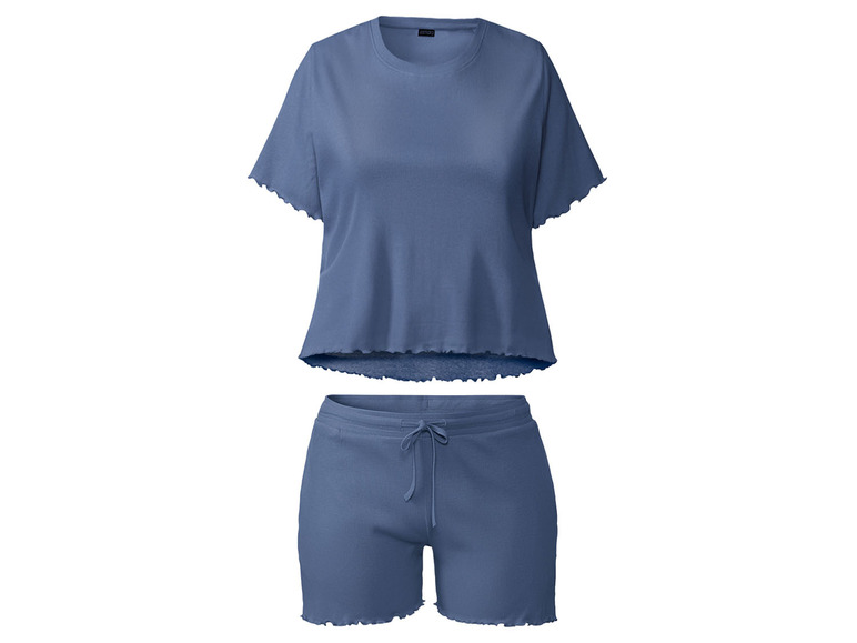 esmara Dames-pyjama in modieuze rib-kwaliteit (XXXL (56/58), Blauw)