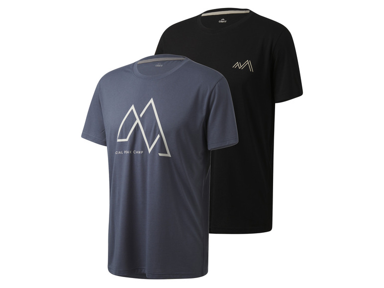 CRIVIT 2 heren sportshirts (M (48/50), Zwart/blauw)