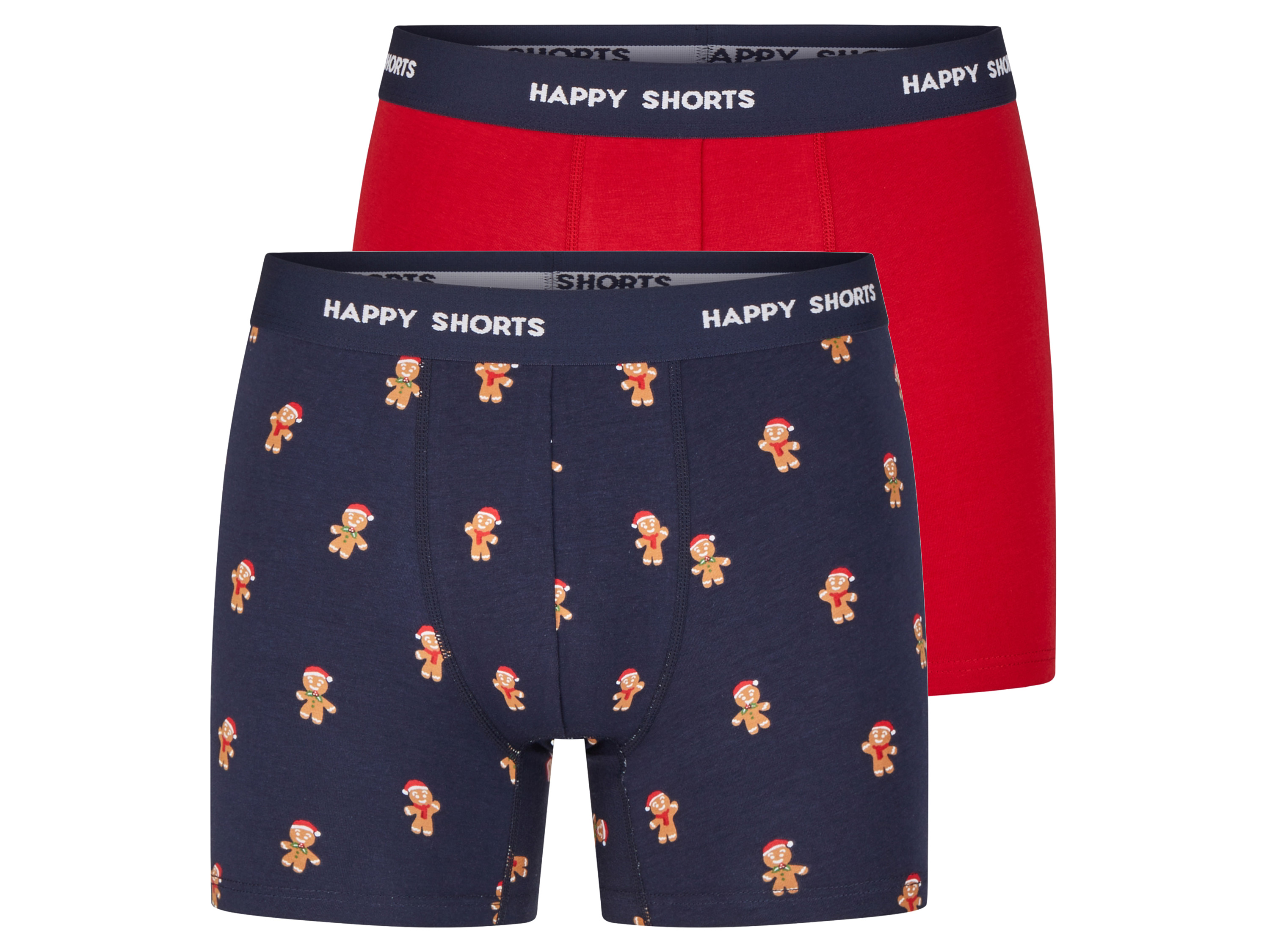 Happy Shorts 2 heren kerstboxers (Gingerbread man, XL)