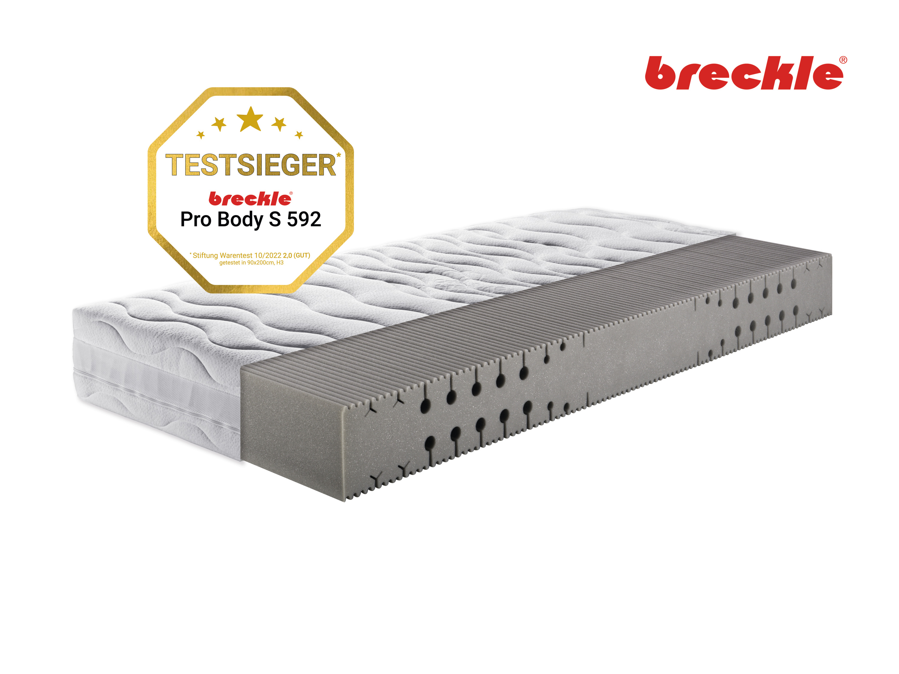 Breckle 7-zones koudschuimmatras PRO BODY (Medium, 140 x 200 cm)